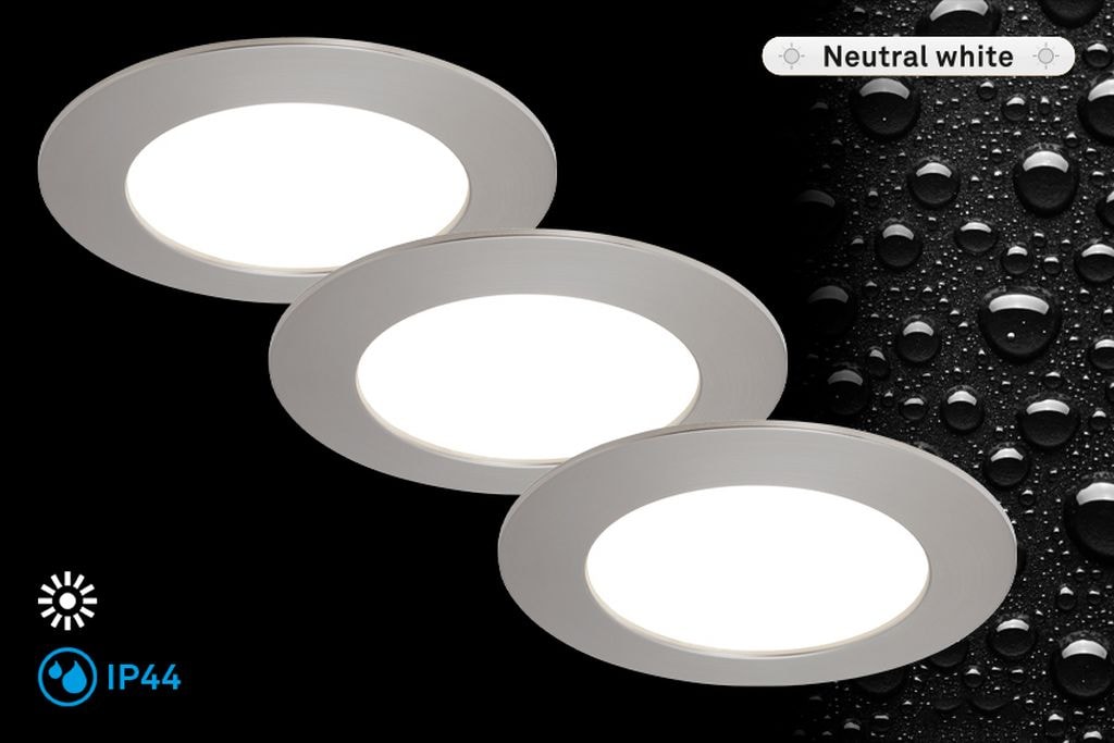 Briloner Leuchten LED Einbauleuchte »FLAT IN«, 3er-Set, LED fest verbaut,  8 Watt, 800 lm, 4000 K