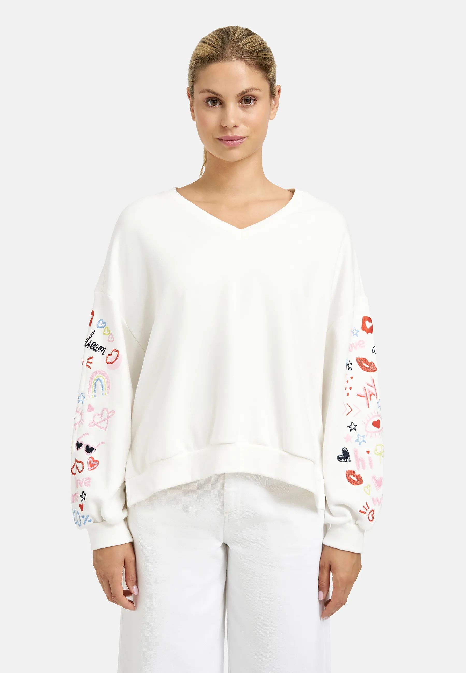 Smith & Soul Sweatshirt , mit V-Ausschnitt, Oversize, bestickt
