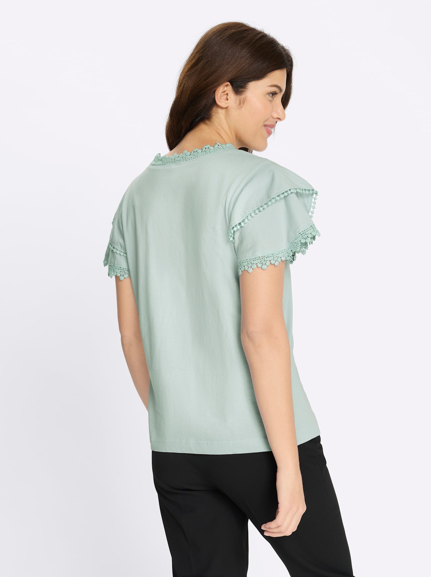 V-Shirt Classic Basics Kurzarm-Shirt Women Kalkmint 40 4