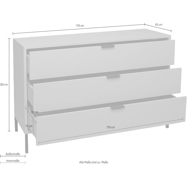 Mäusbacher Kommode »Bonnie«, Breite 119 cm mit Quadratgestell | BAUR