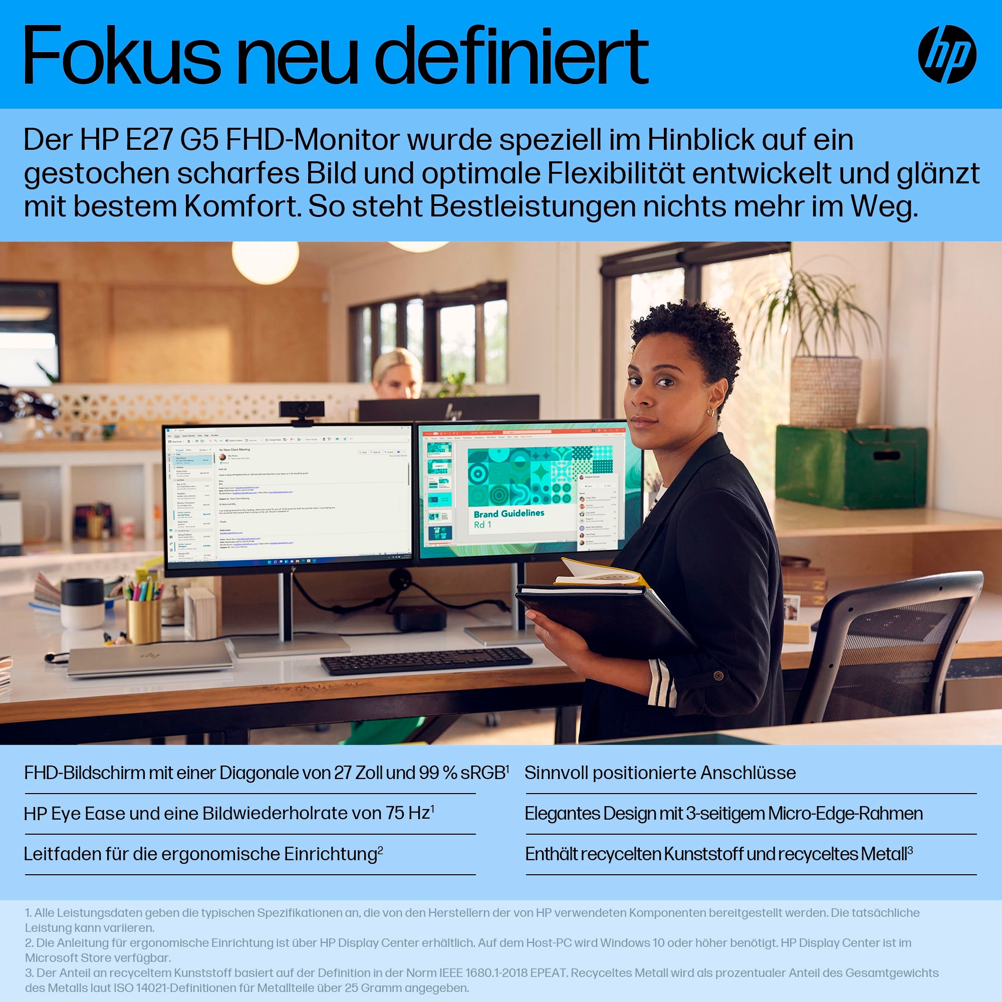 HP LED-Monitor »E27 G5 (HSD-0150-A)«, 68,6 cm/27 Zoll, 1920 x 1080 px, Full HD, 5 ms Reaktionszeit, 75 Hz
