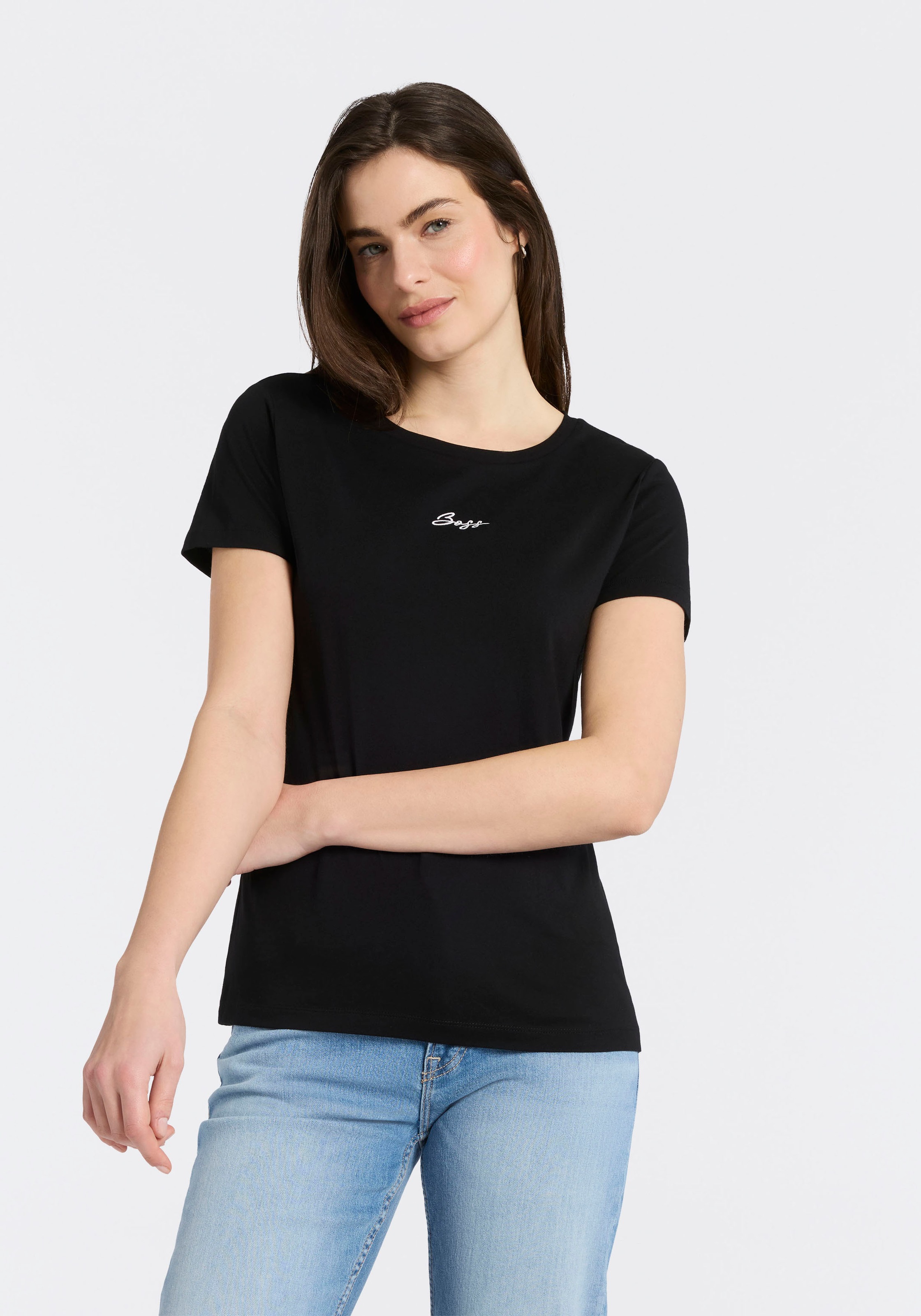 BOSS ORANGE T-Shirt "Elove Embro Premium Damenmode" mit Rundhals, Slim Fit günstig online kaufen