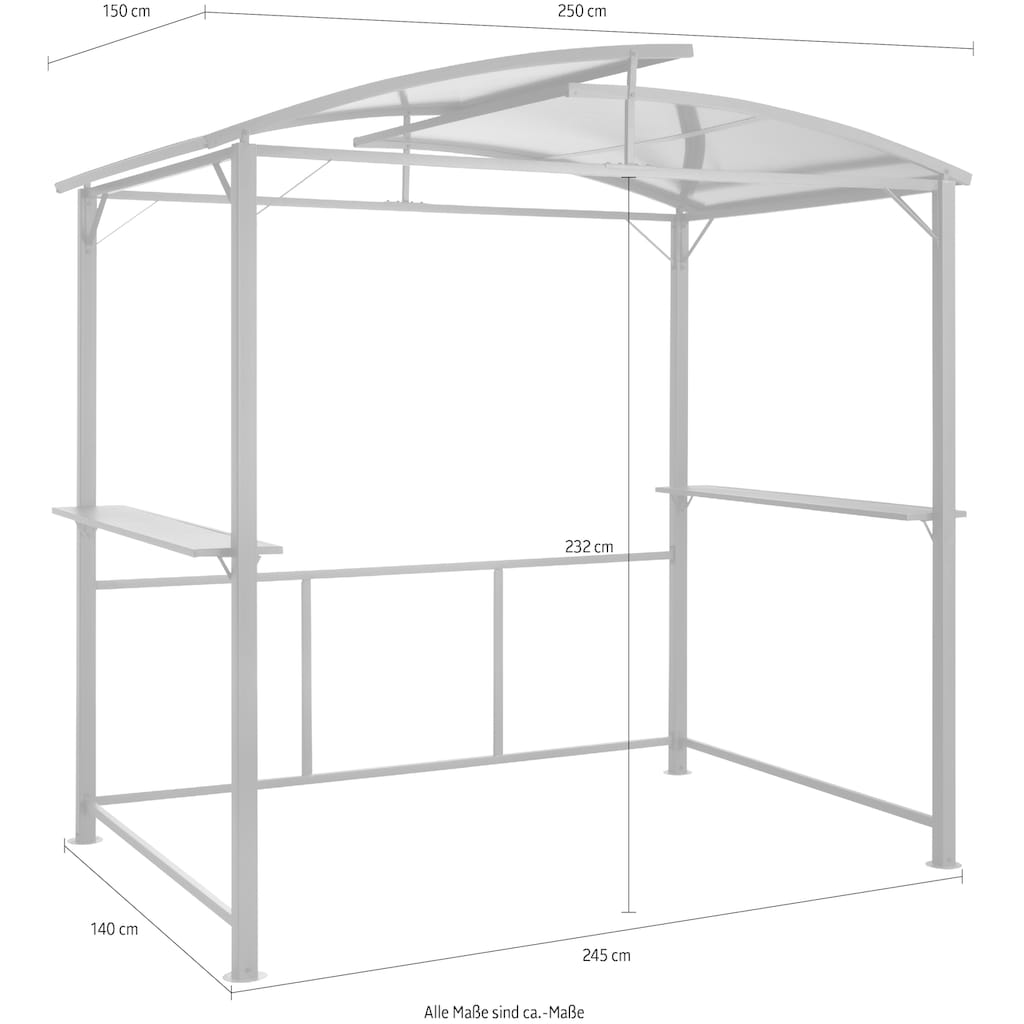 KONIFERA Grillpavillon »Roma«, BxT: 250x140 cm, Stahlgestell, Polycarbonat-Dachplatten