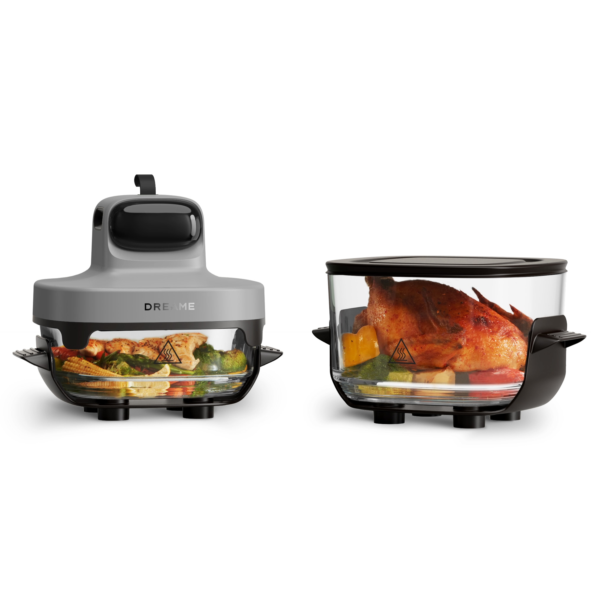 Dreame Heißluftfritteuse "Tasti PT60" 1500 W 2 Glasbehälter, 1500 Watt, Fritierplatte