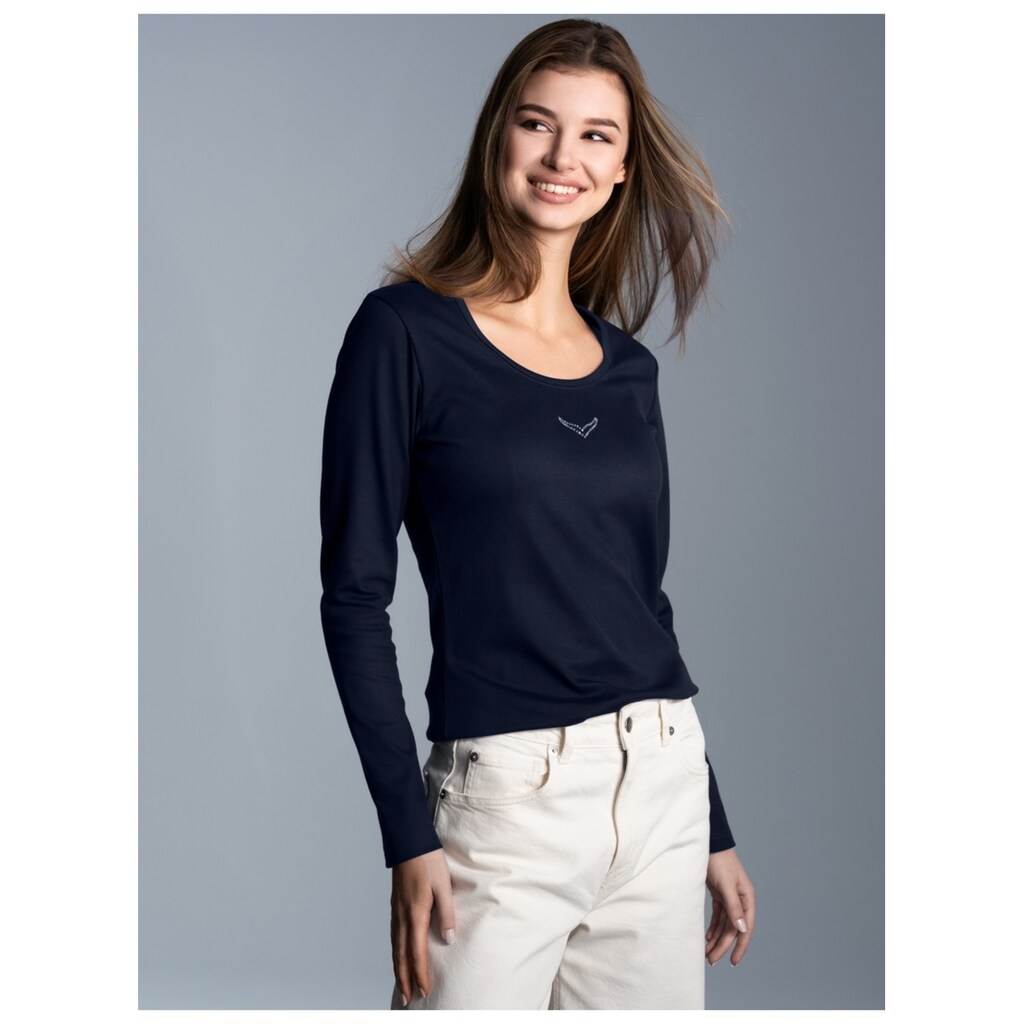 Trigema Longsleeve »TRIGEMA Langarmshirt mit Kristallsteinen«, (1 tlg.)