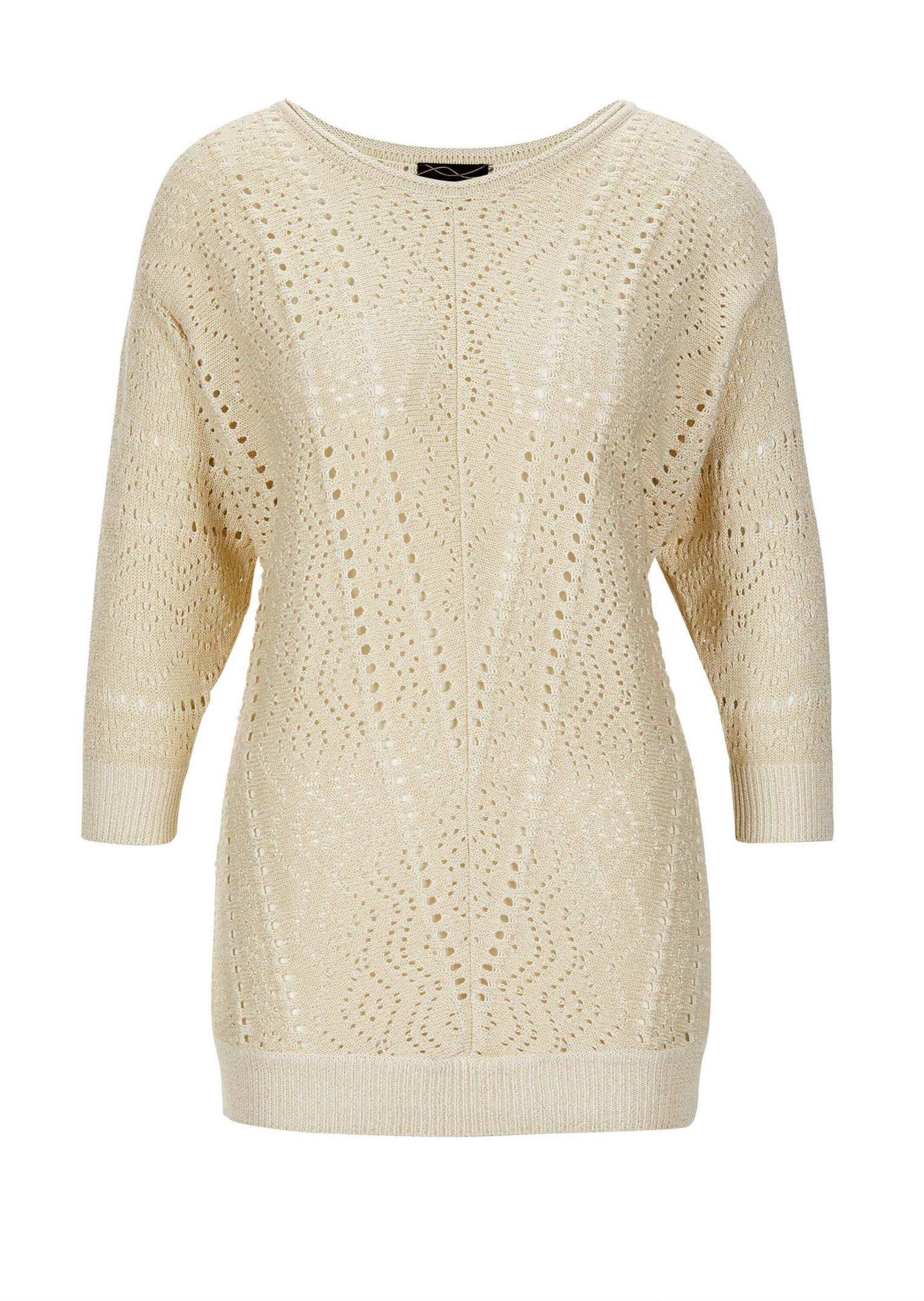 GOLDNER Rundhalspullover "Weißer Halbarmpullover" günstig online kaufen