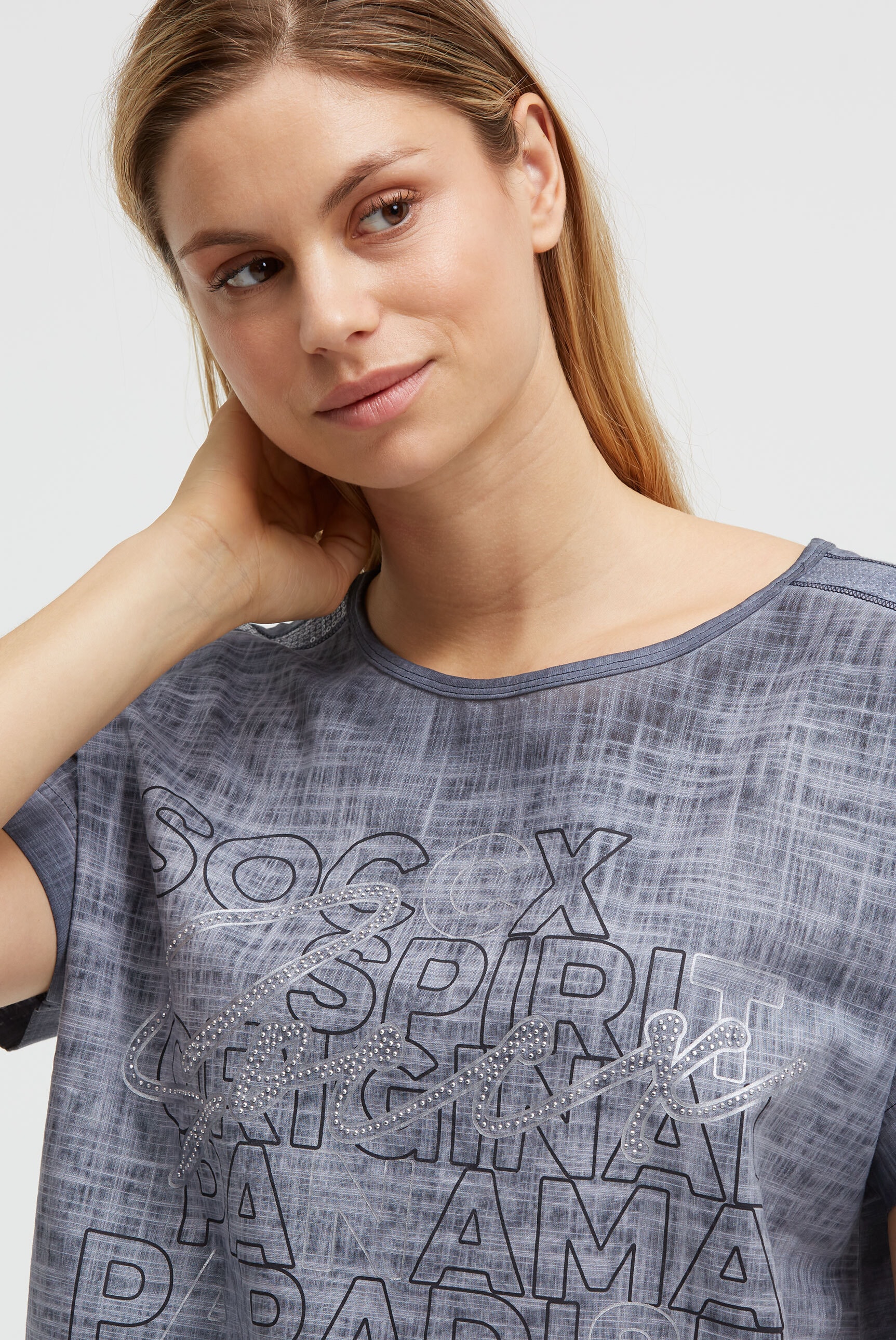 SOCCX Schlupfbluse mit überschnittener Schulter