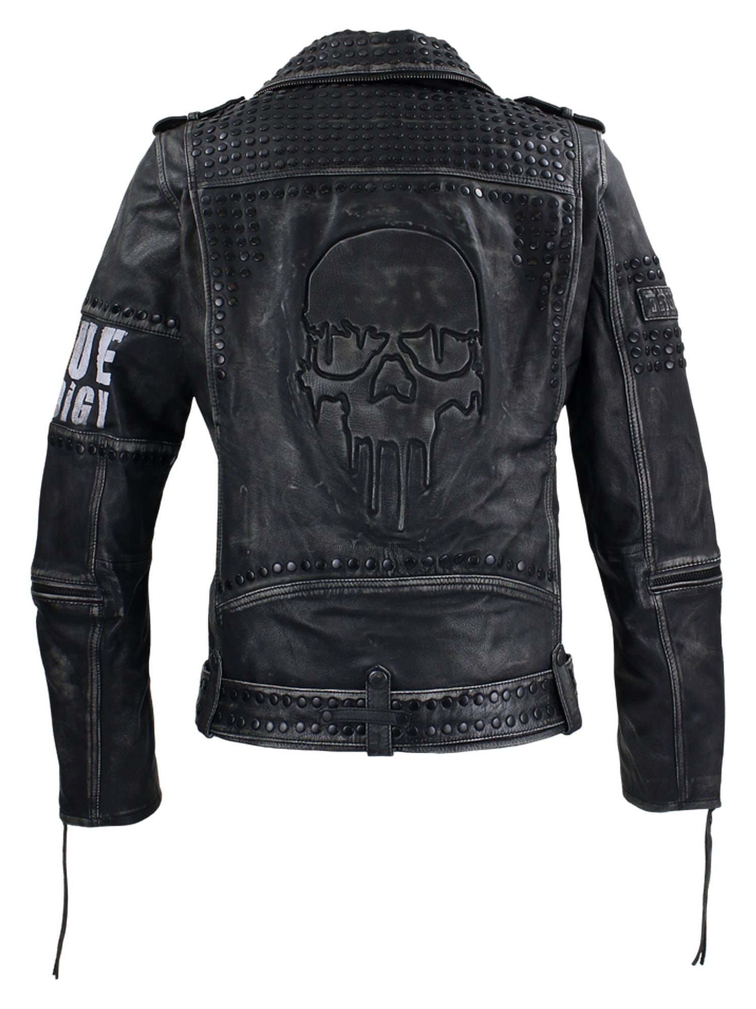 trueprodigy Lederjacke »Dwayne mit Nieten, Print und Waschung« ohne Kapuze