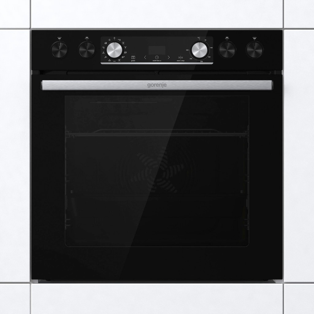 GORENJE Induktions Herd-Set »Black Set 5 Induktion«, BCIX6737E05BG, mit 1-fach-Teleskopauszug, Aqua Clean