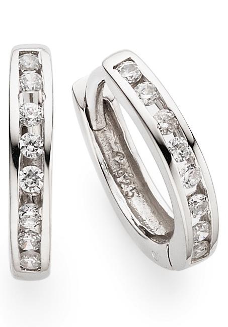 Paar Creolen BRUNO BANANI "Schmuck Geschenk Silber 925 Ohrschmuck Ohrringe", bunt (silberfarben, weiß, kristallweiß), Ohrringe, Damen, 13,5mm, Silber 925 (Sterlingsilber), mit Zirkonia (synth.)