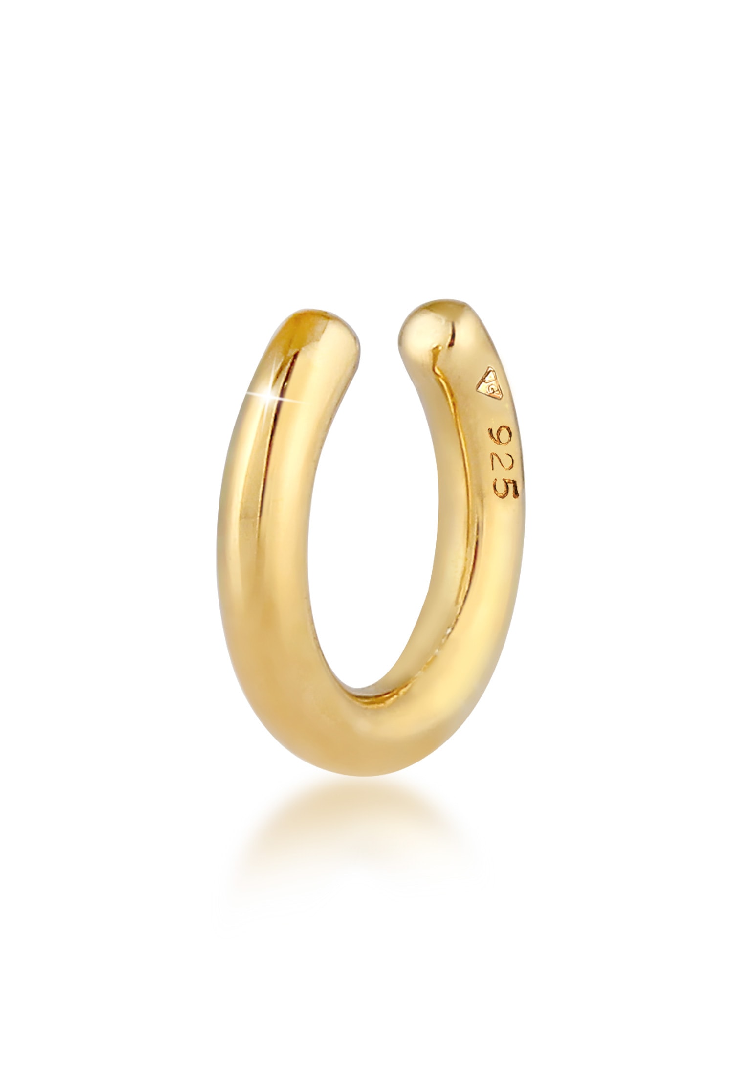 "Ohrklemme ELLI ""Ohrringe Earcuff Single Rund Basic 925 Silber"" Gr. 13, gold, Ohrringe, Damen, 13, ohne Stein, Silber 925 (Sterlingsilber)"