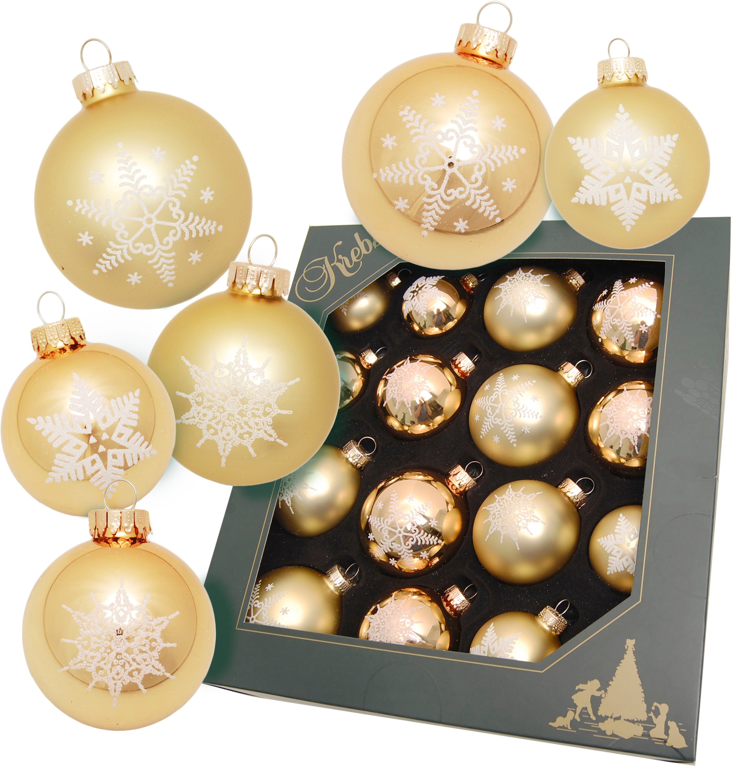 goldfarben«, Lauscha »Schneeflocke Weihnachtsdeko, Glas (Set, Krebs Glas St.), Weihnachtsbaumkugel aus Christbaumkugeln BAUR Christbaumschmuck, | 16 bestellen