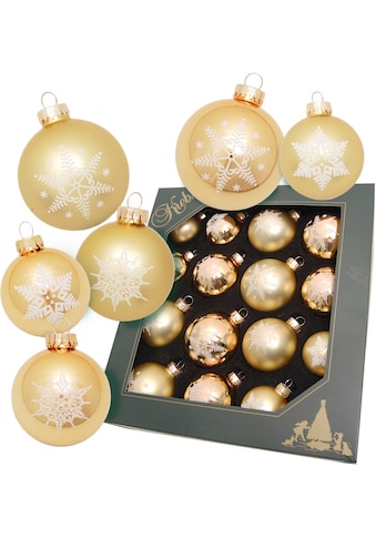 Weihnachtsbaumkugel »Schneeflocke goldfarben«, (Set, 16 St.)