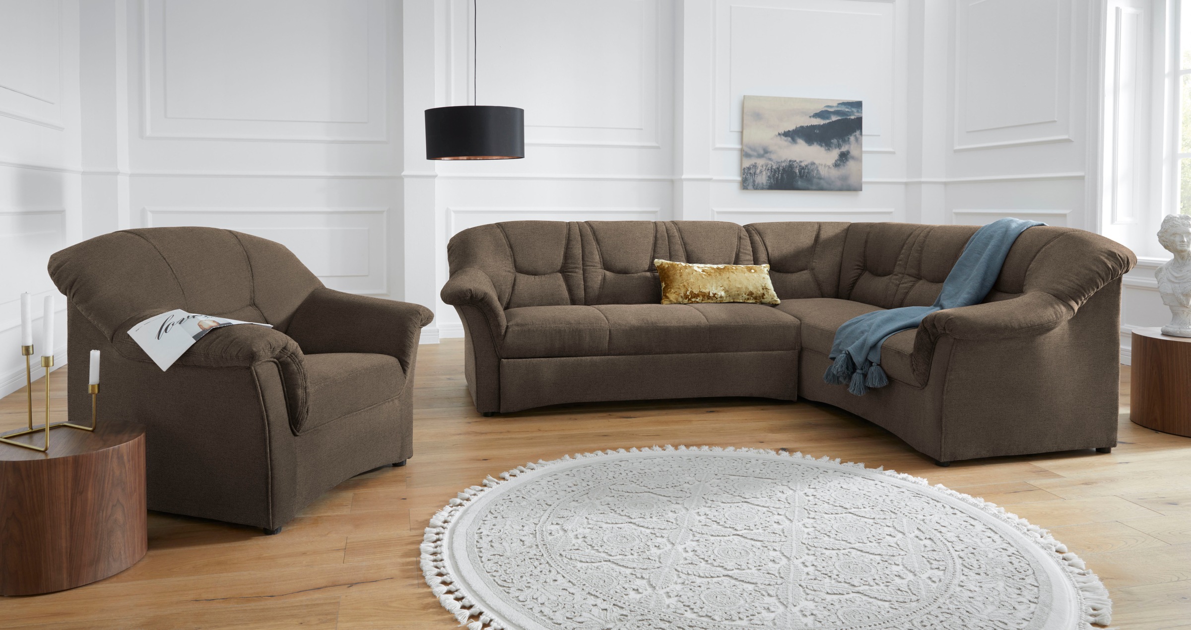 DOMO collection Ecksofa »Sarafina zeitlos und komfortabel, optional mit Federkern, L-Form«, wahlweise mit Bettfunktion