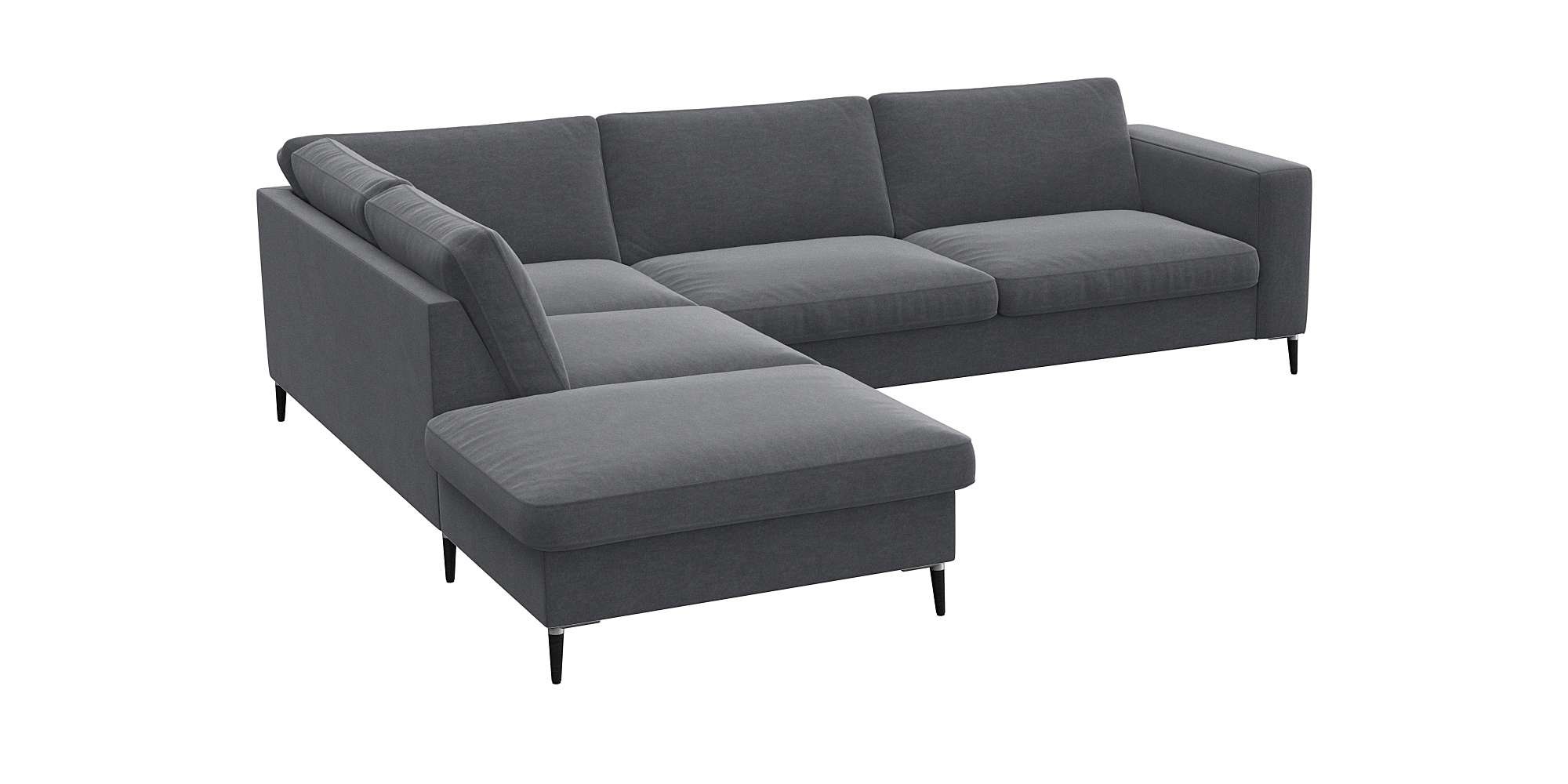 FLEXLUX Ecksofa »Fiore, L-Form, bequem und komfortabel durch hochwertigem Sitzaufbau«, breite Armlehnen, Kaltschaum, Füße Alu+schwarz