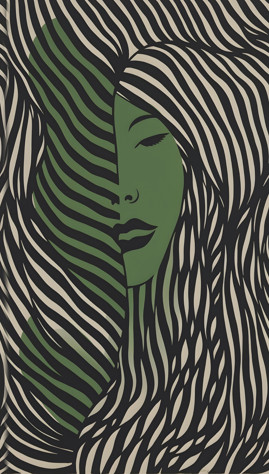 living walls Vliestapete »Fototapete Gesicht Grafik Schwarz Grün erweiterbar« 3D-Optik strukturiert