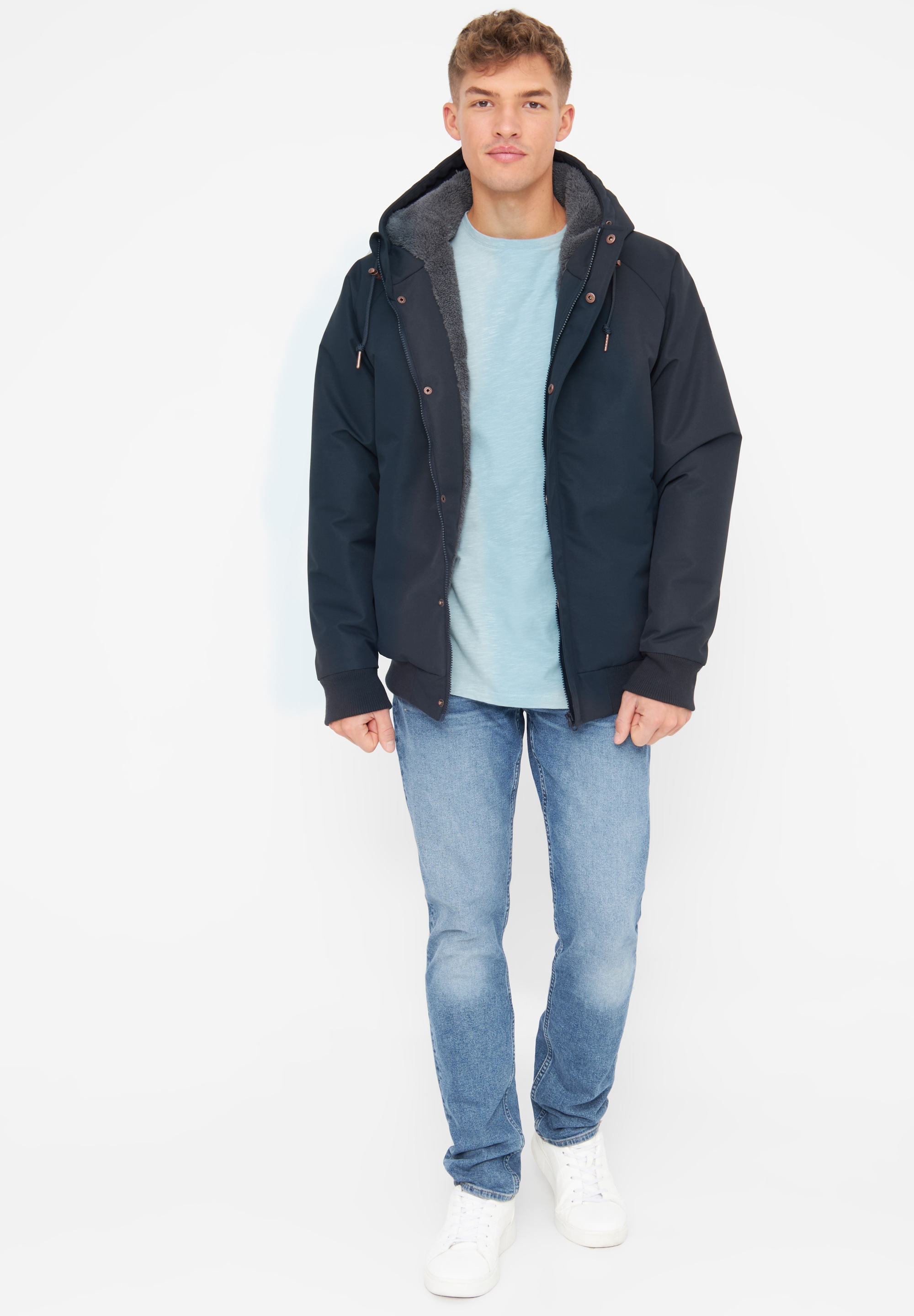 Thumbnail - Derbe Winterjacke "Festholm Short" PVC und PFC frei, wasserabweisend, winddicht, gefüttert, Kapuze