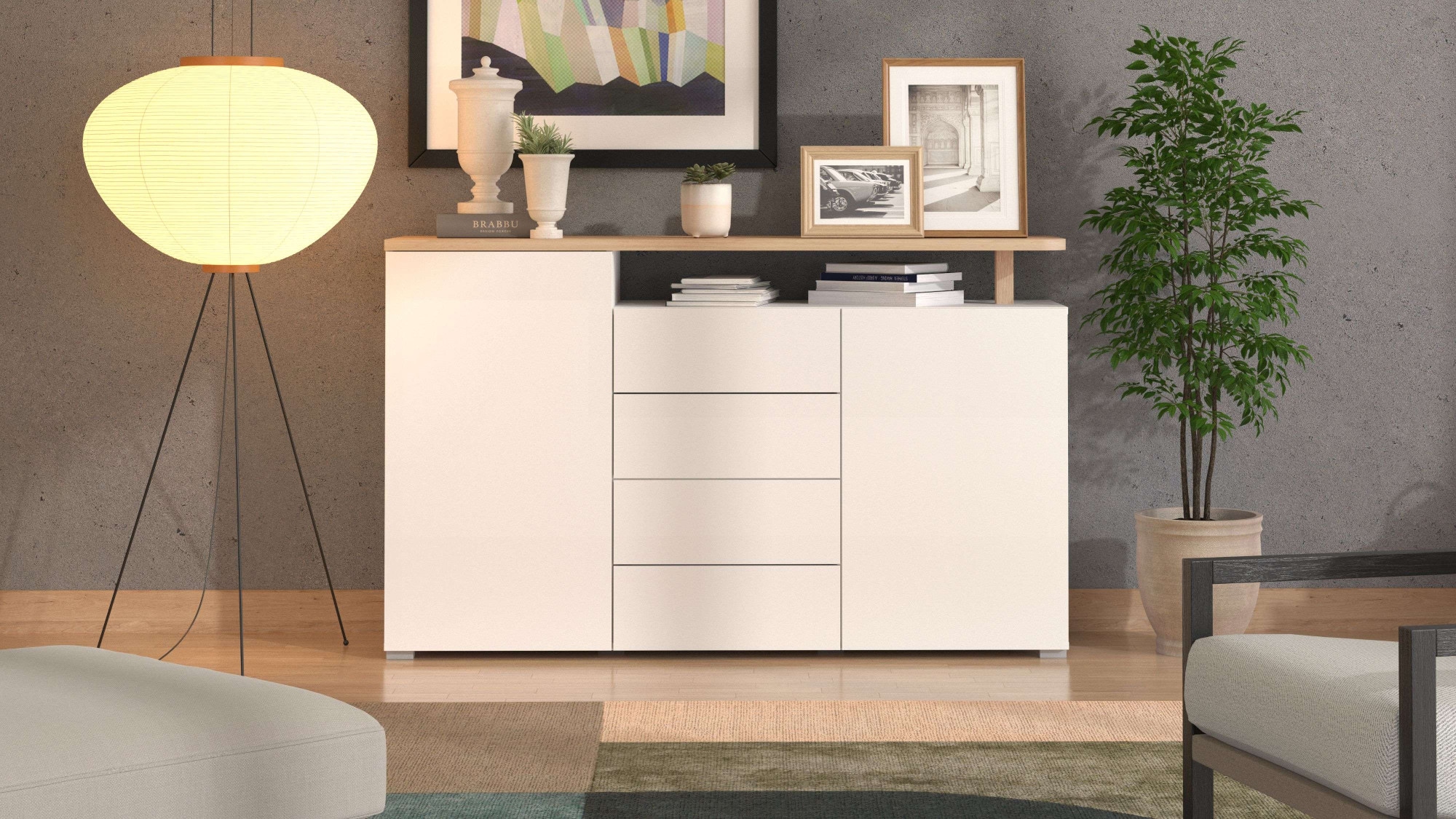Home affaire Sideboard "Aterno Kommode, Anrichte" Breite 154 cm, mit Push-to-Open Funktion