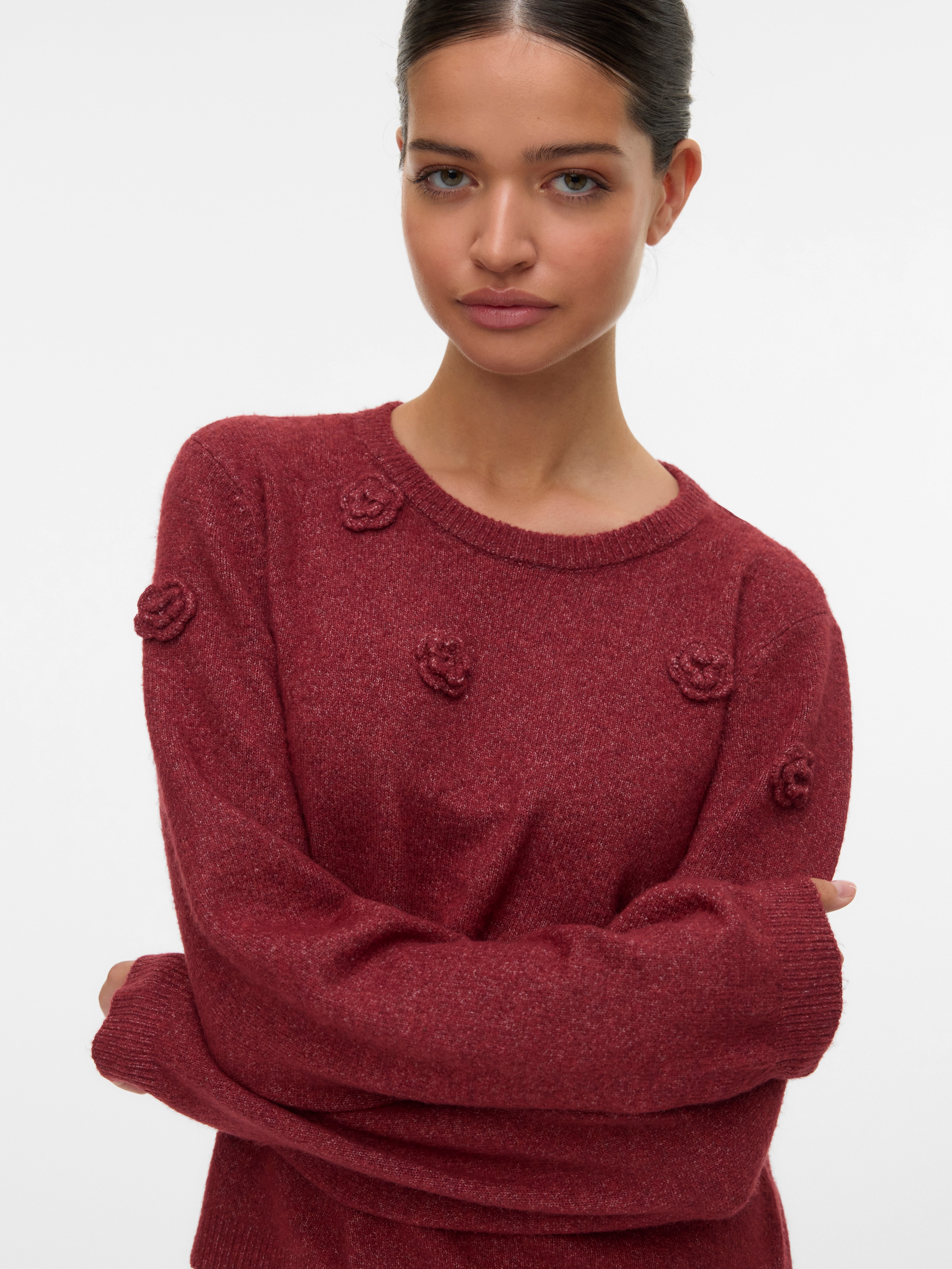 Vero Moda Rundhalspullover "VMROSE LS O-NECK PULLOVER BOO" günstig online kaufen