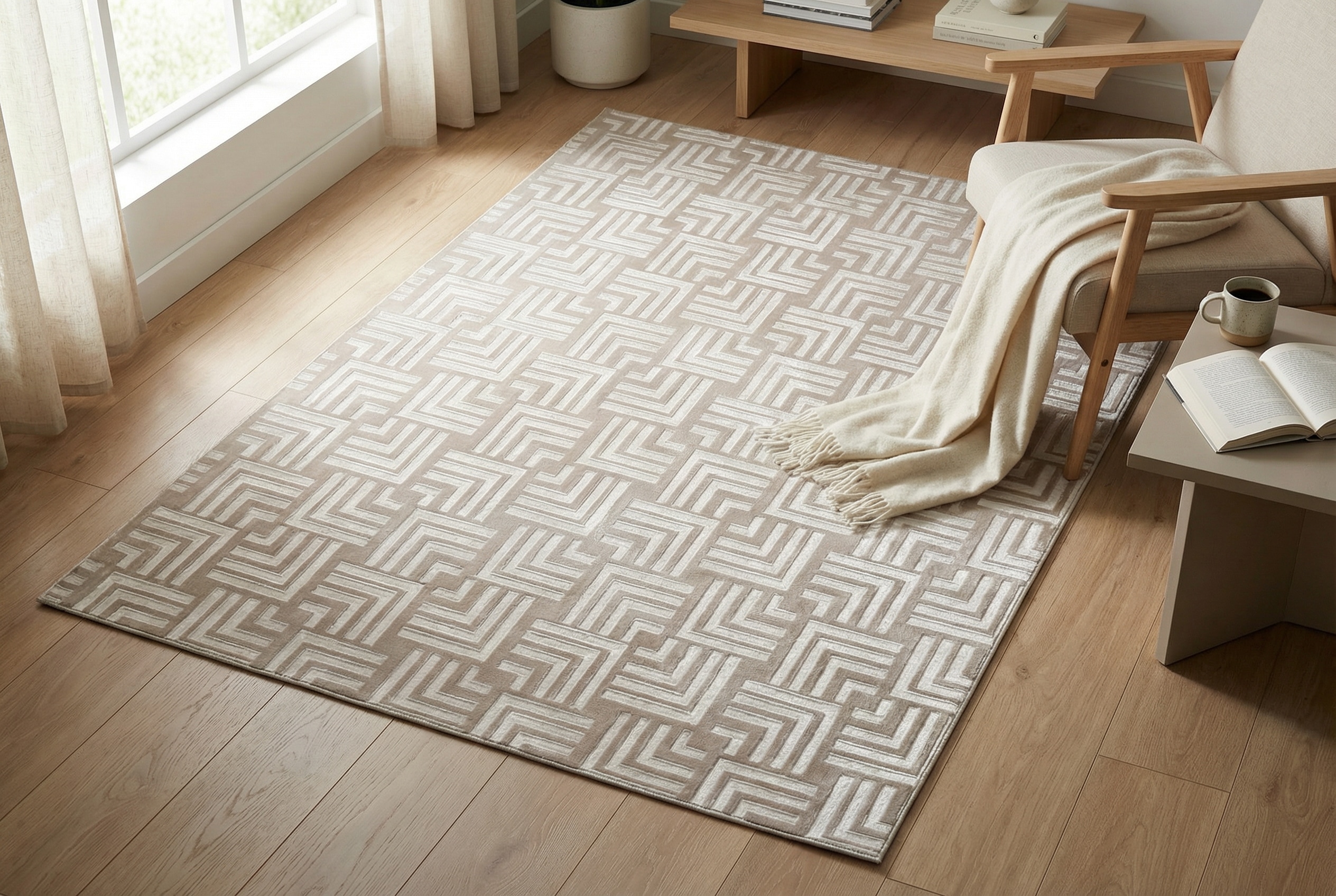 Kayoom Teppich "Calma 325" rechteckig 10 mm Höhe Kurzflor, 3-D Optik, Wohnzimmer