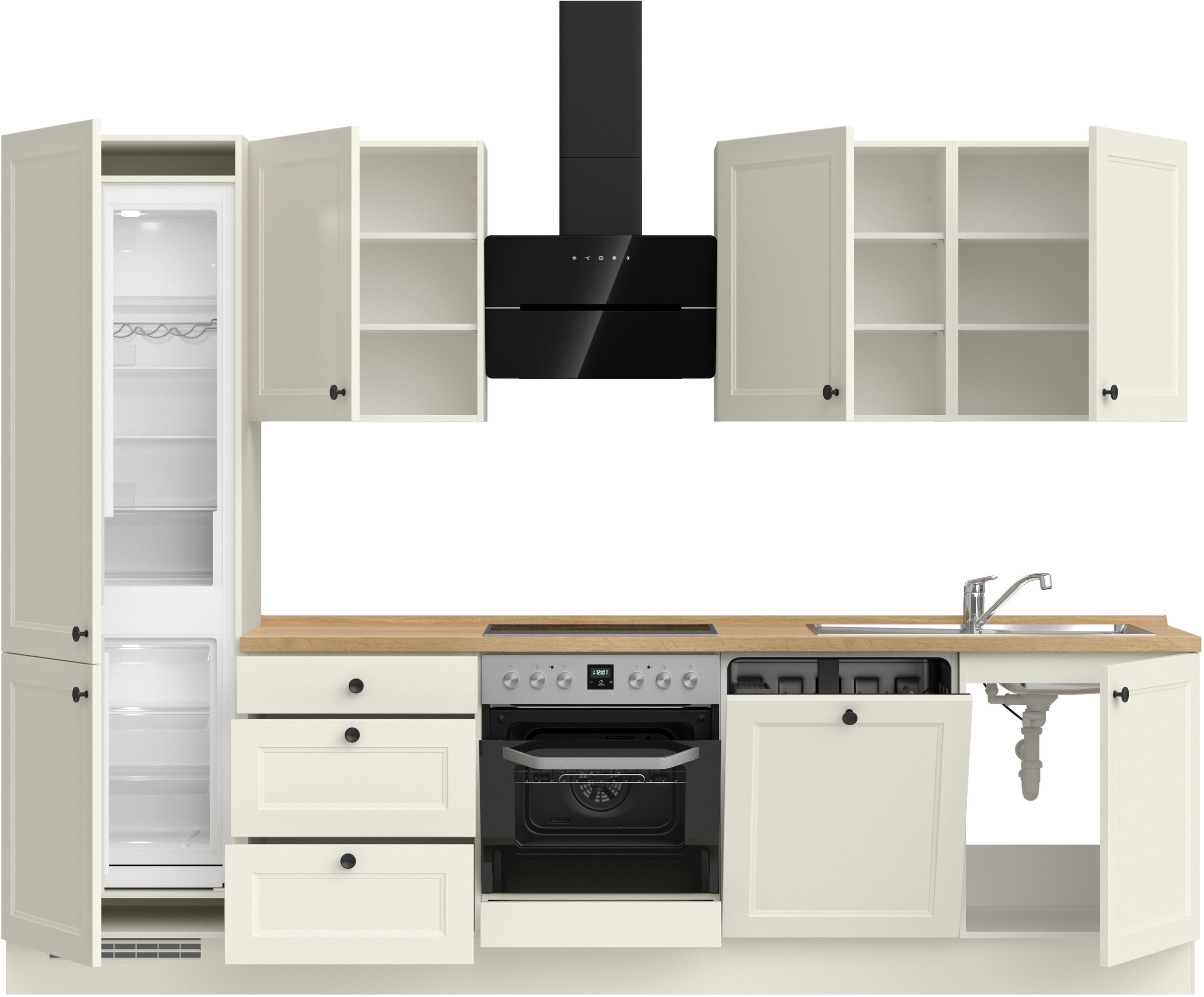 nobilia® Küchenzeile »"Cascada II"«, vormontiert, Breite 300 cm, Ausrichtung wählbar, wahlw. mit E-Geräten