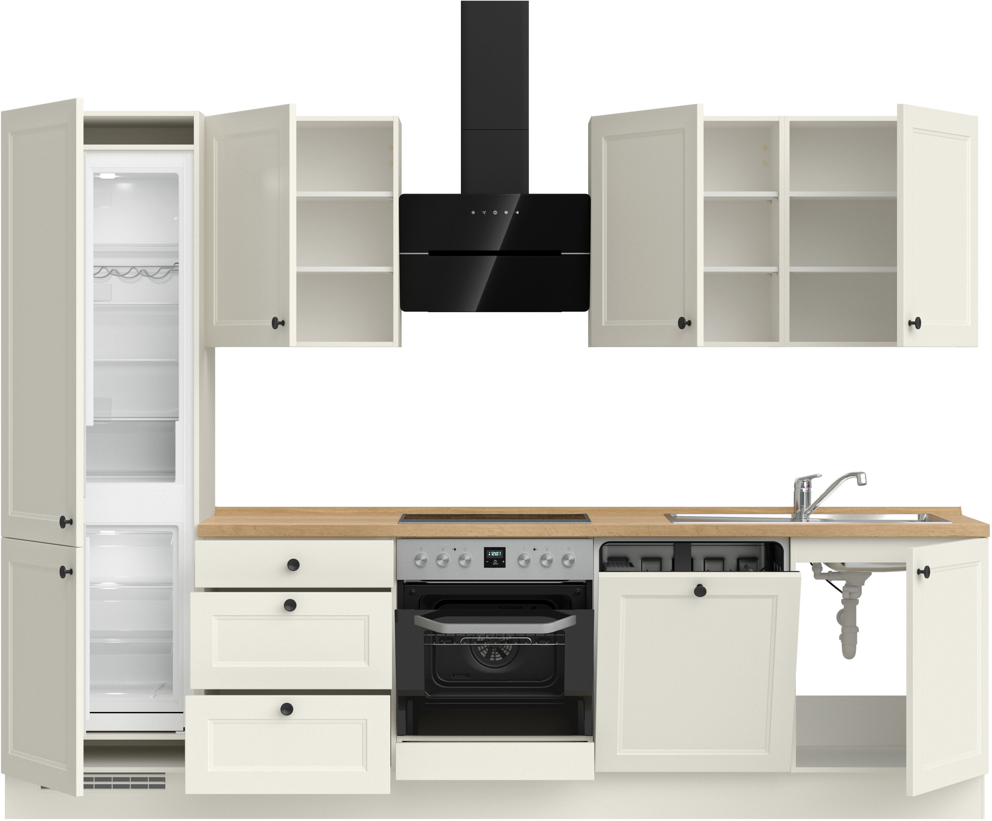 nobilia Küchenzeile ""Cascada II", NEU: individuell anpassbar mit gratis Profi-Beratung" vormontiert, Breite 300 cm, Ausrichtung wählbar, wahlw. mit E-Geräten