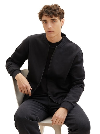 TOM TAILOR Denim Sweatjacke, mit Print-Logo auf der Rückseite