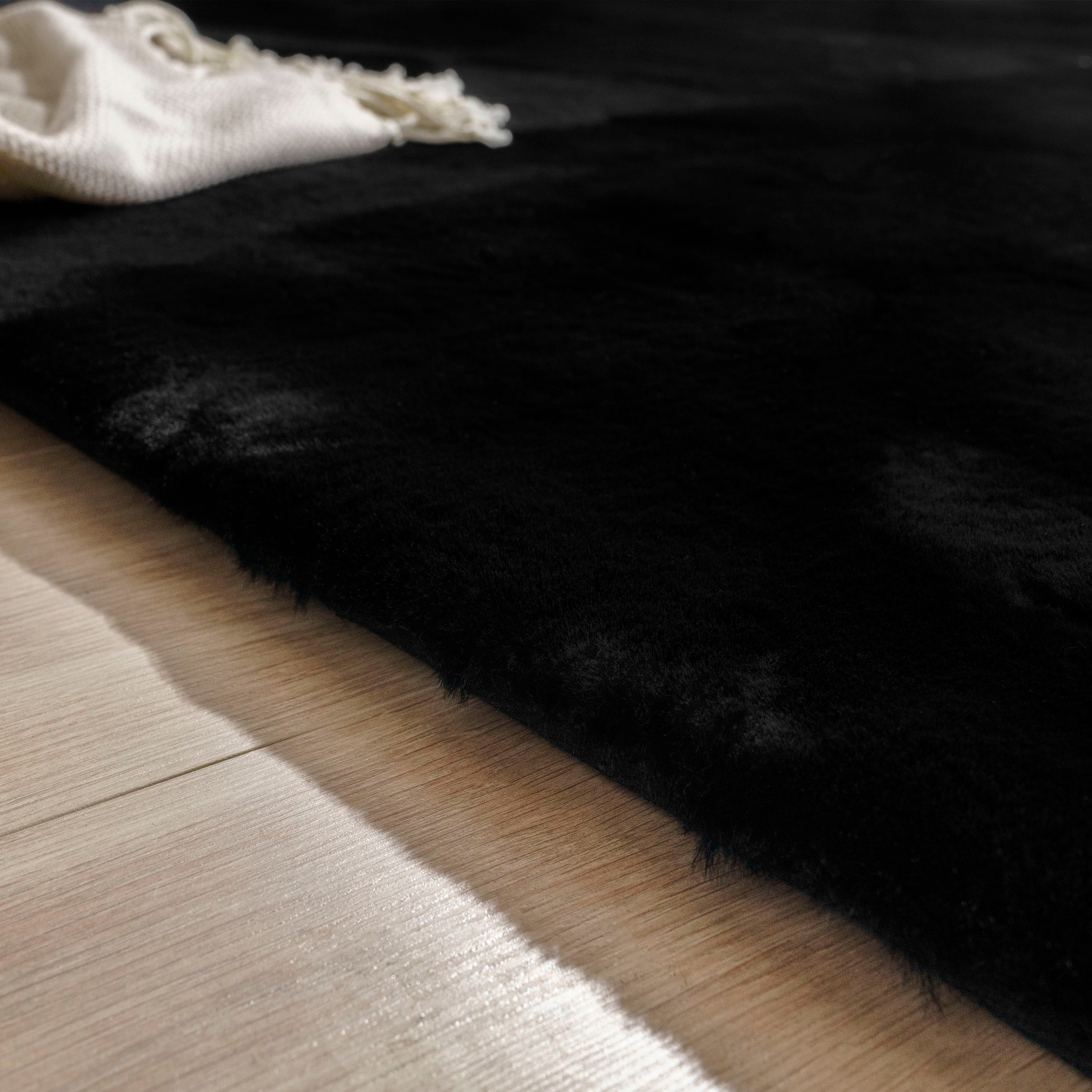 Paco Home Hochflor-Teppich »Rabbit Deluxe 860«, rechteckig, 39 mm Höhe, Kunstfell, Uni-Farben, sehr weicher Flor, Wohnzimmer, Schlafzimmer