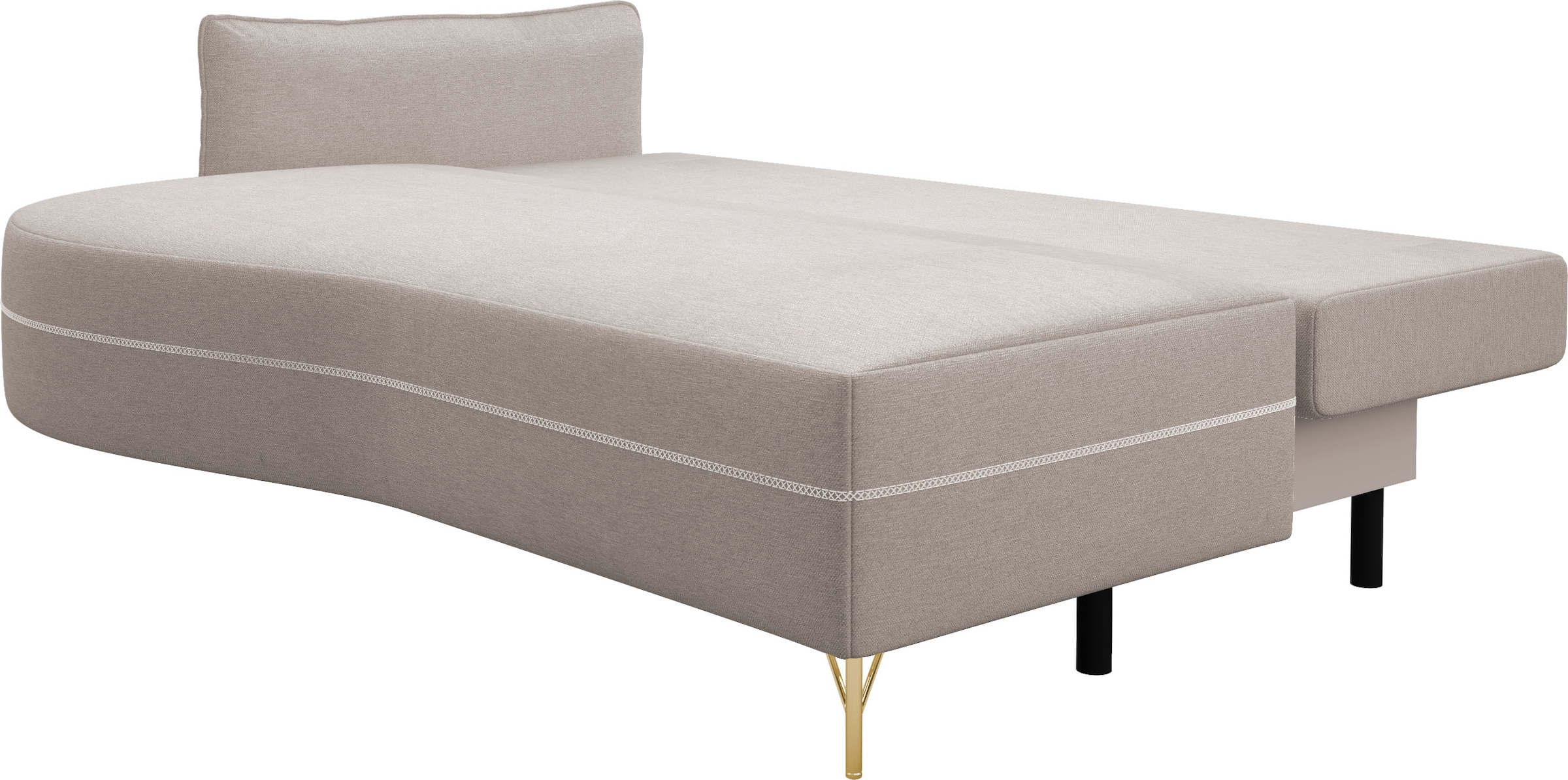 exxpo - sofa fashion Loungesofa »mit toller Kontrastnaht, Solitärmöbel, bequem, schmale Armlehne«, Schlafsofa mit Bettfunktion und Bettkasten, komfortabler Federkern