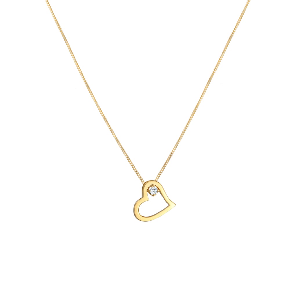 Elli DIAMONDS Collierkettchen »Herz Verbunden Diamant (0.03ct) 585 Gelbgold«