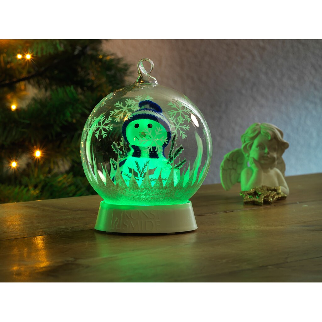 KONSTSMIDE LED Dekolicht »Weihnachtsdeko«, 1 flammig-flammig, Glaskugel Schneemann, mit 3 Funktionen, RGB-Farbwechsel, 6h Timer