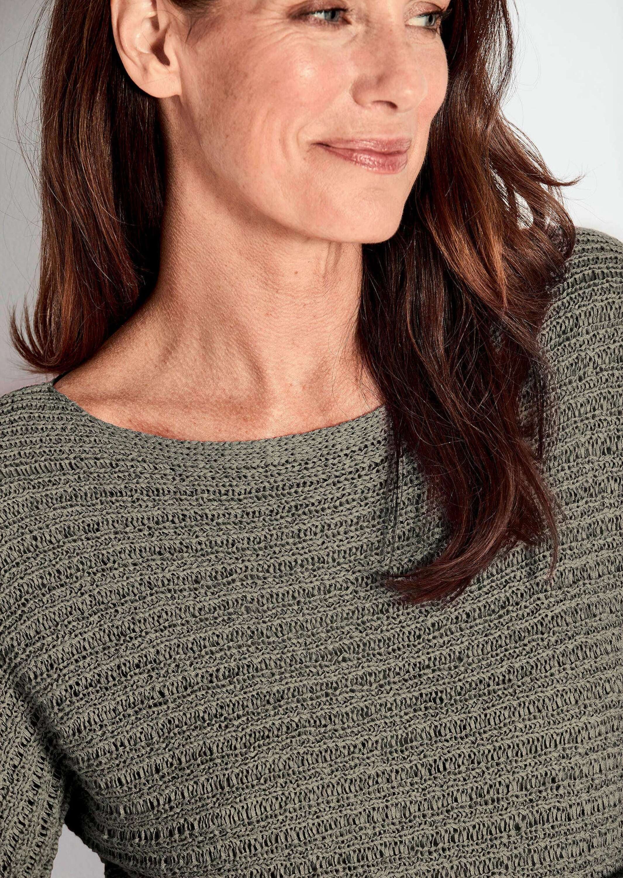 GOLDNER Rundhalspullover »Kurzarm-Pullover mit Rippen«