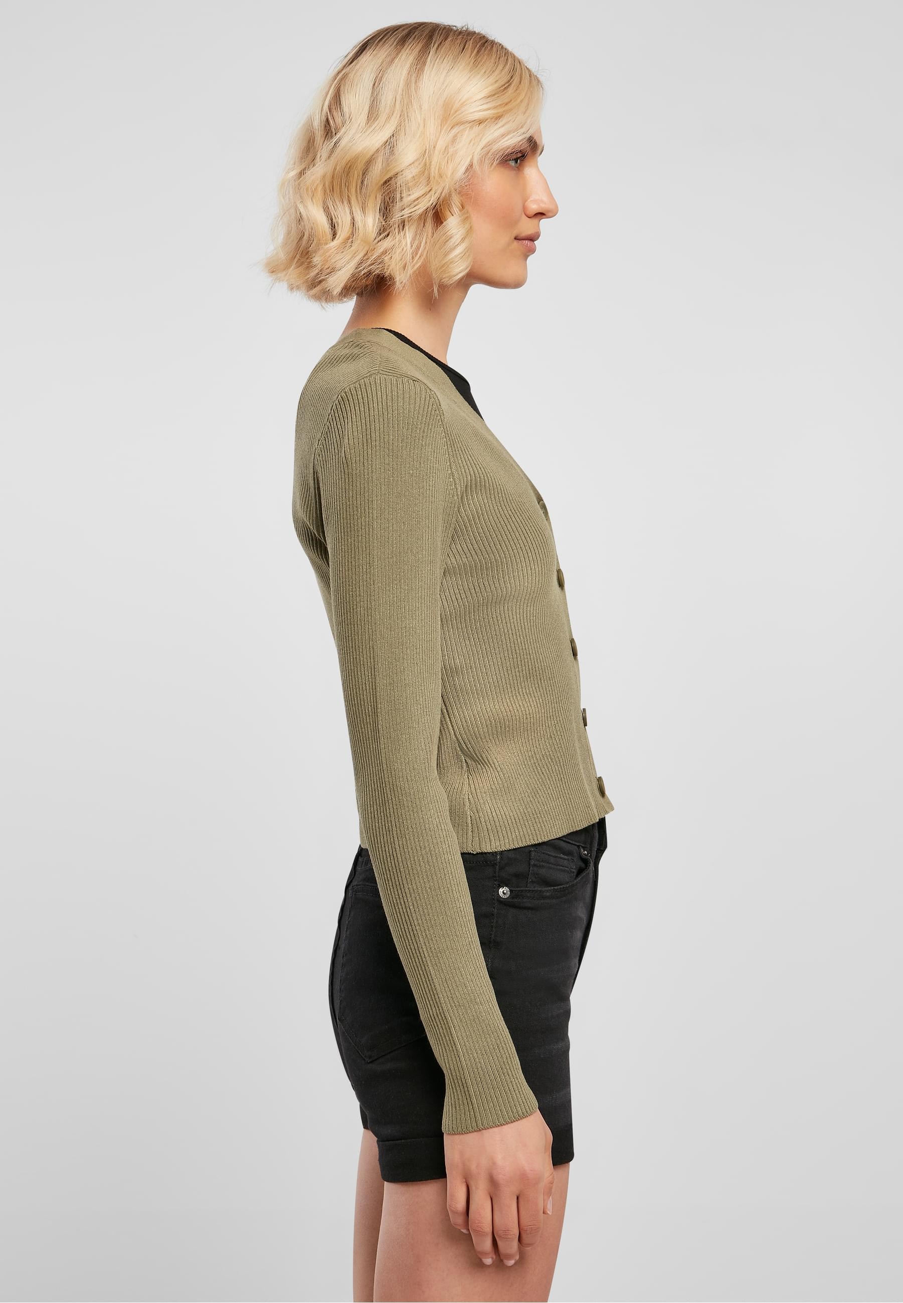 URBAN CLASSICS Strickjacke »Urban Classics Damen Ladies Short Rib Knit Cardigan«