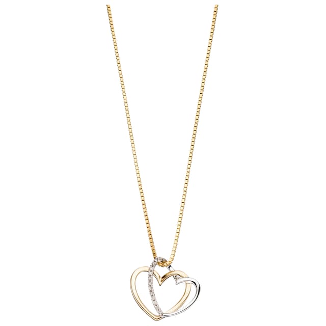 JOBO Herzanhänger »Anhänger Herz Herzen«, 585 Gold bicolor mit 14 Diamanten  online bestellen | BAUR