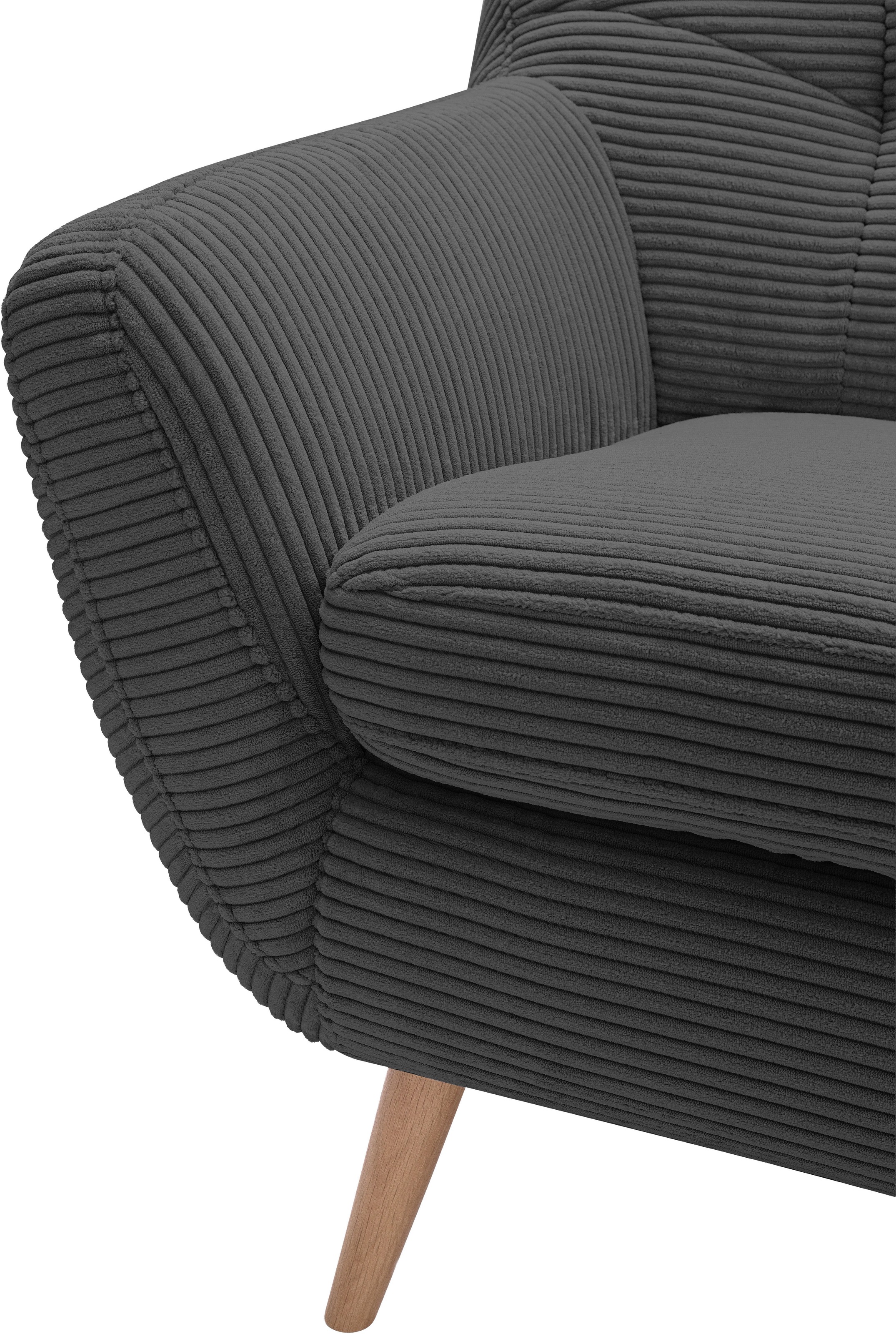 exxpo - sofa fashion 3-Sitzer »Scandi, bequem, aufwendige Rückenpolsterung für mehr Sitzkomfort« aktuelle Farben in hochwertigen Bezugsqualitäten, Holzfuß