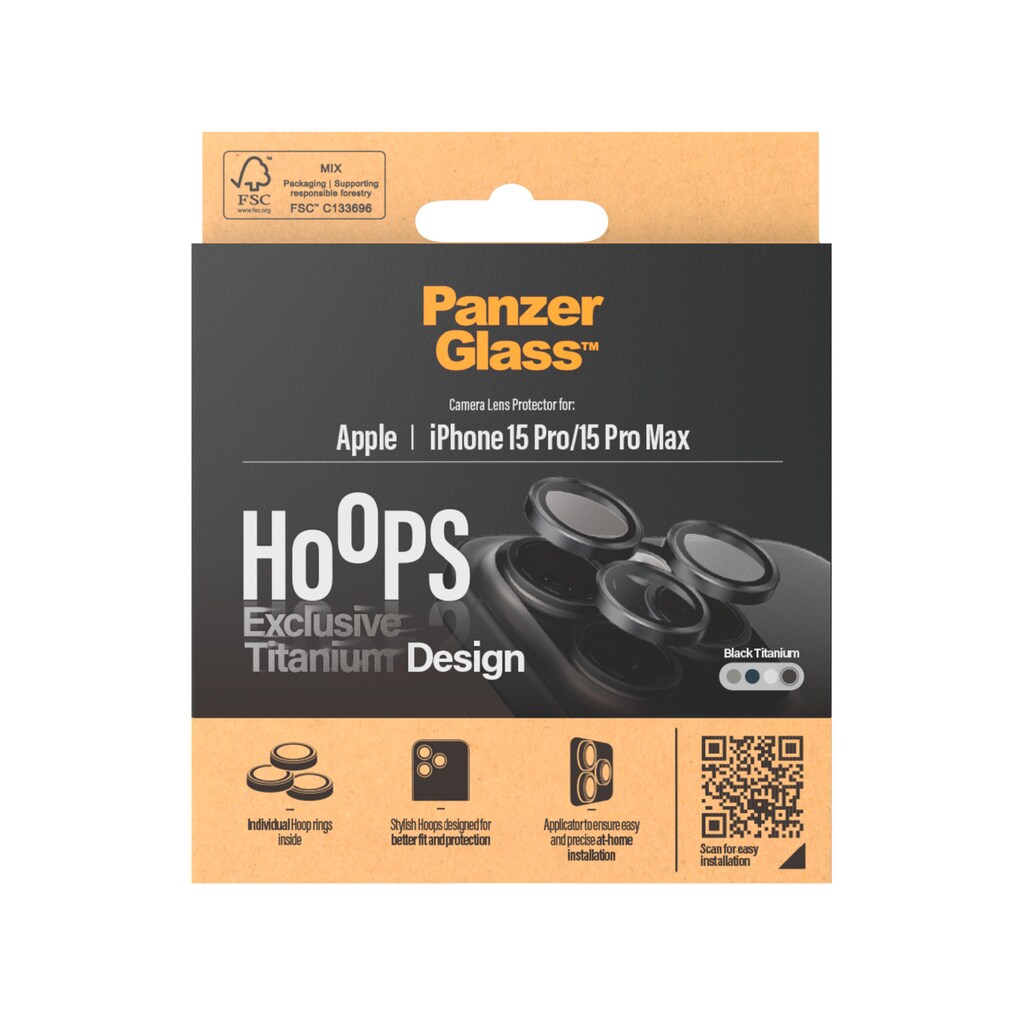 PanzerGlass Kameraschutzglas »Hoops Camera Protector Titanium«, für Apple iPhone 15 Pro-Apple iPhone 15 Pro Max