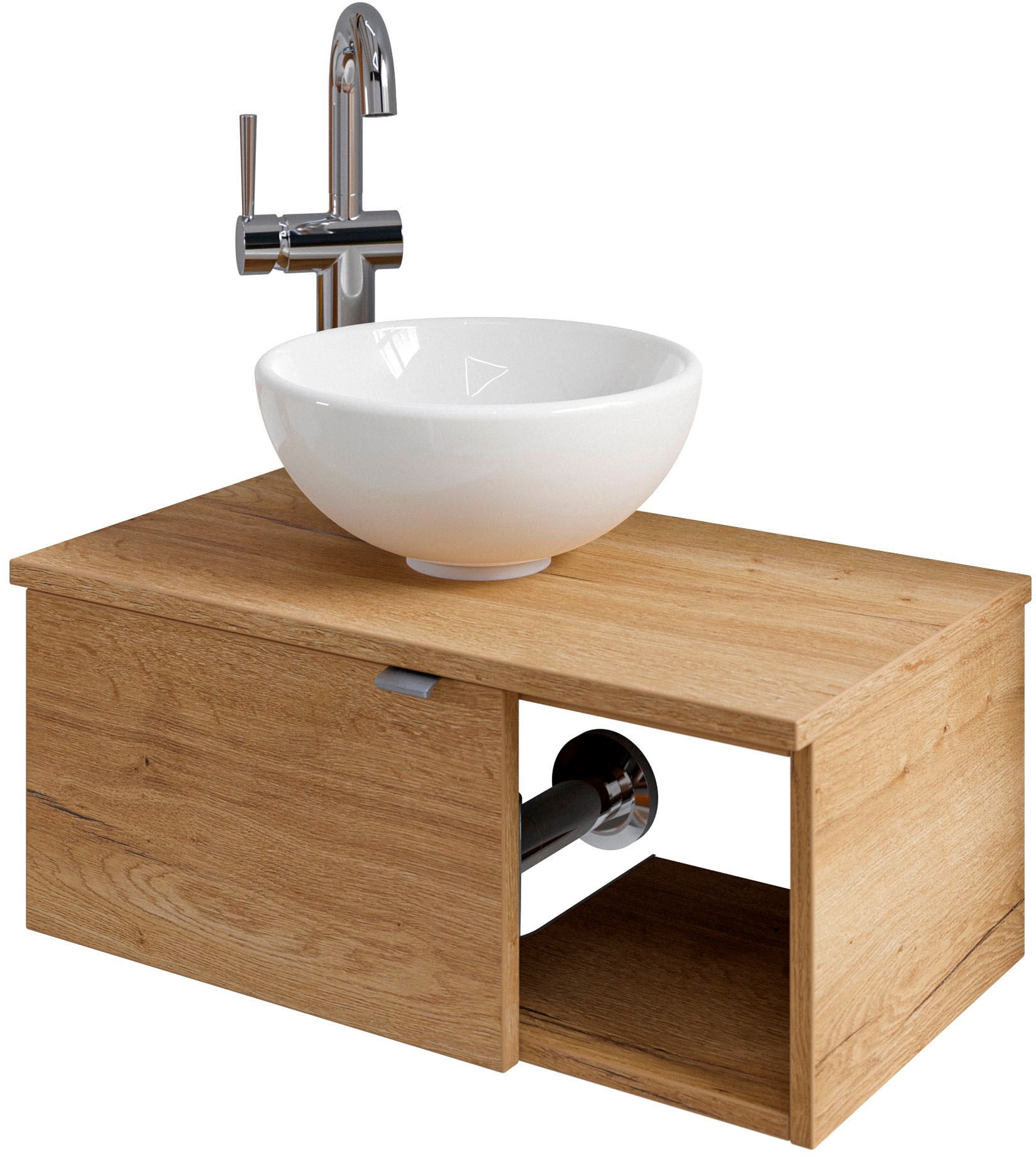 Saphir Badmöbel-Set »Serie 6915«, (4 St.), Gäste-Bad, 61 cm breit, mit LED-Spiegel, offenem Fach und 1 Tür