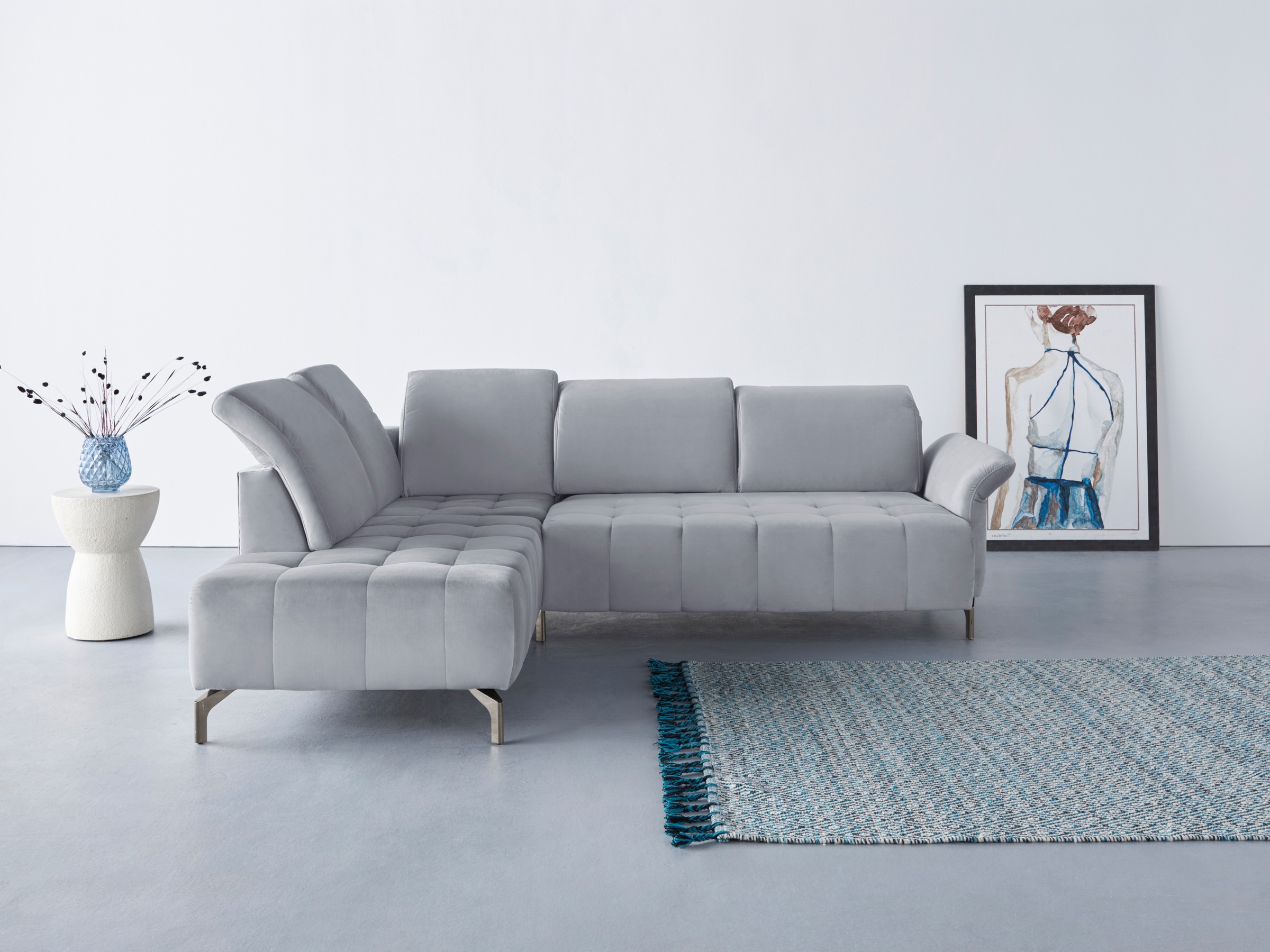 OTTO home Ecksofa "Fresh L-Form" Federkern, wahlweise Kopfteilverstellung und motorischer Vorziehsitz