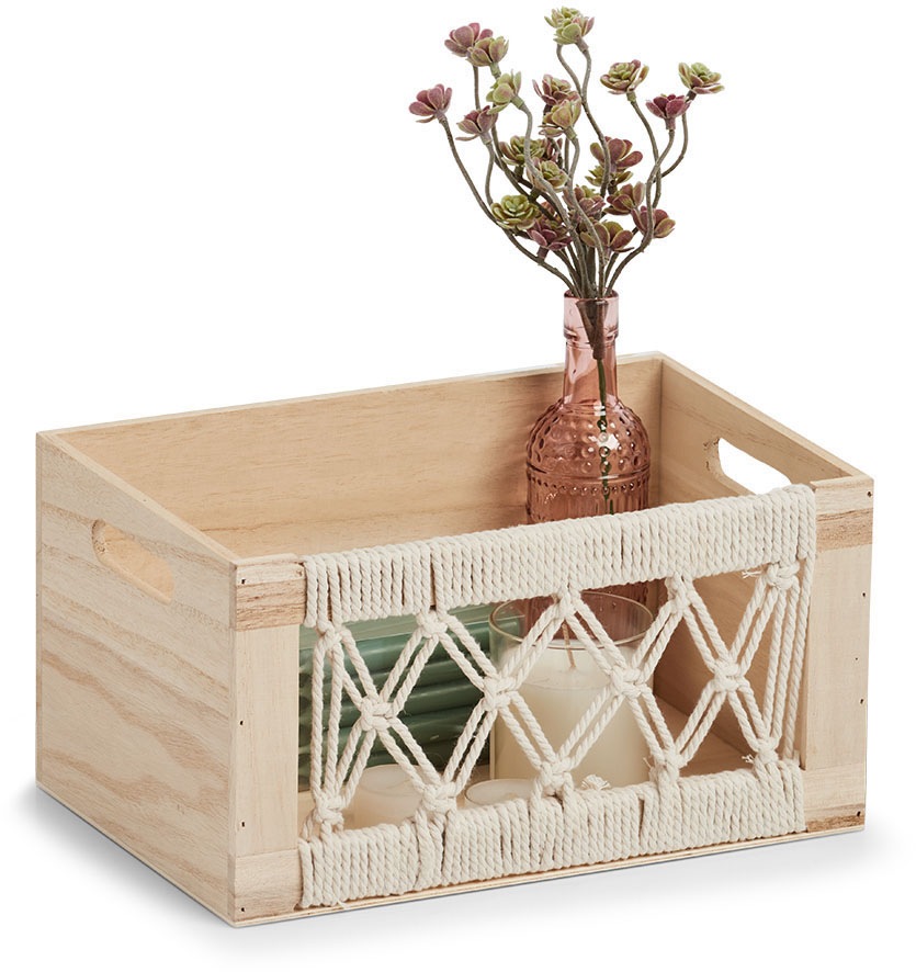 Thumbnail - Zeller Present Dekokiste "Aufbewahrungskiste Boho", Holz"" Makramee-Design