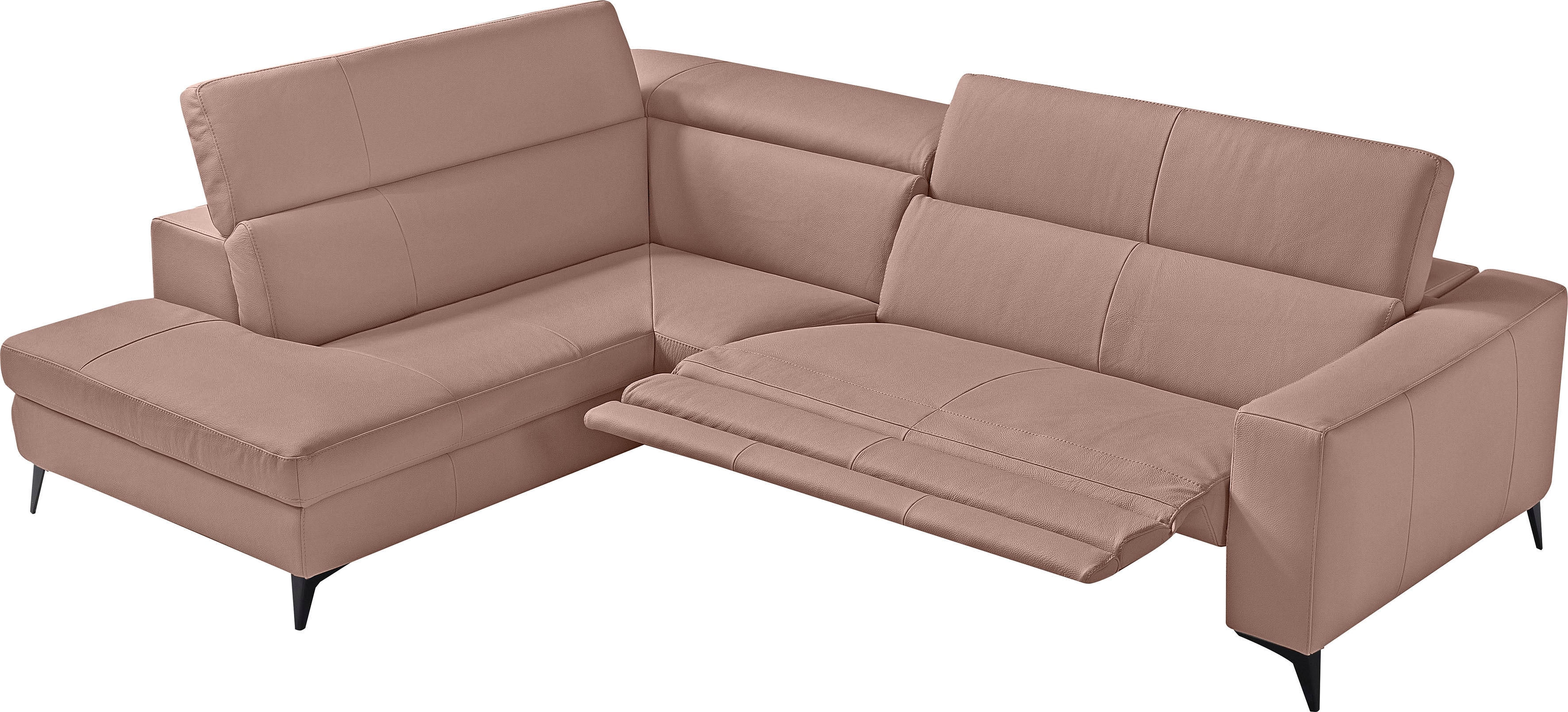 Egoitaliano Ecksofa "Edith, Designsofa mit hohem Sitzkomfort, Breite 269cm, L-Form" inkl. elektrischer Relaxfunktion und manuell verstellbaren Kopfteilen