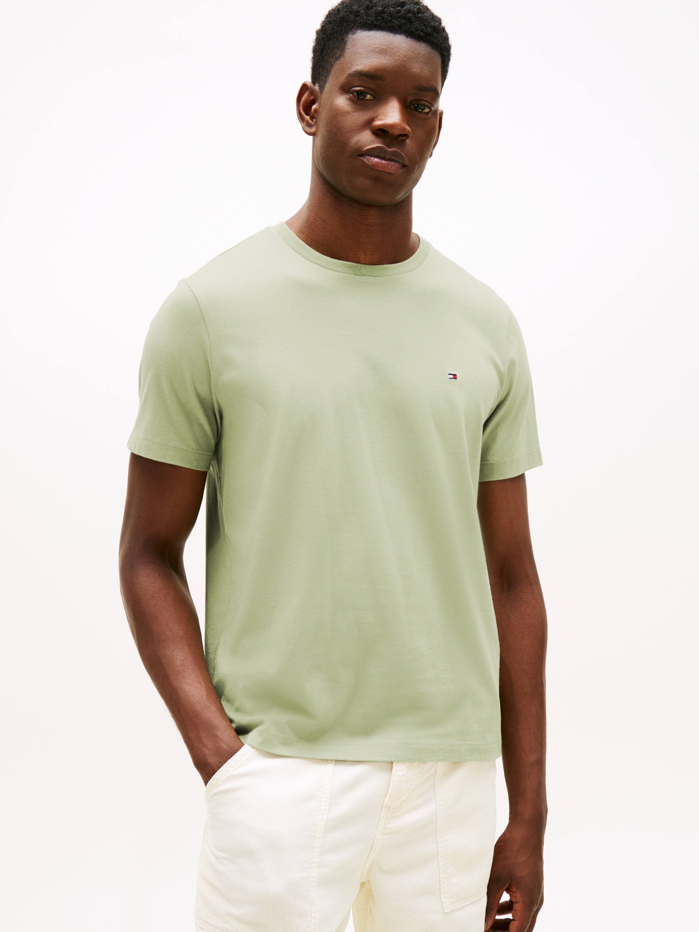 Tommy Hilfiger T-Shirt "ESSENTIAL REGULAR FIT SOLID mit Stickerei" unifarbe günstig online kaufen