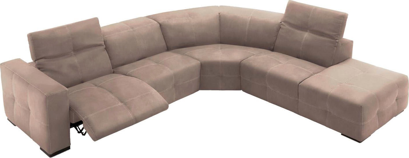 Egoitaliano Ecksofa "Sauvanne, Designsofa der Extraklasse, elegant und bequem, L-Form" wahlweise mit elektrischer Relaxfunktion, Kopfteilverstellung