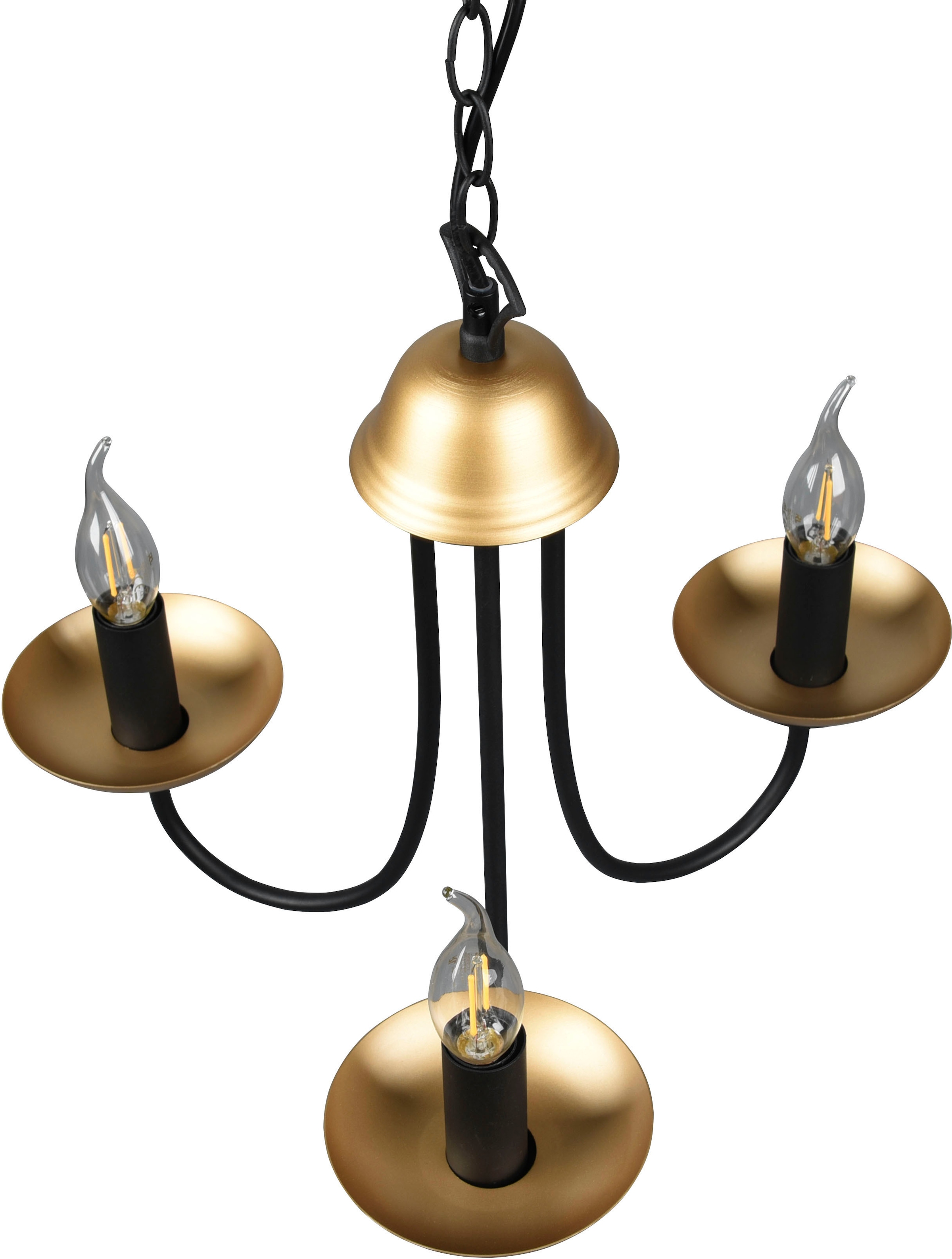 TRIO Leuchten Kronleuchter »Livia«, 3 max | bestellen schwarz-gold, in 3-flammig (max BAUR exkl 3xE14 Höhe Lüster flammig-flammig, 150cm 28W)