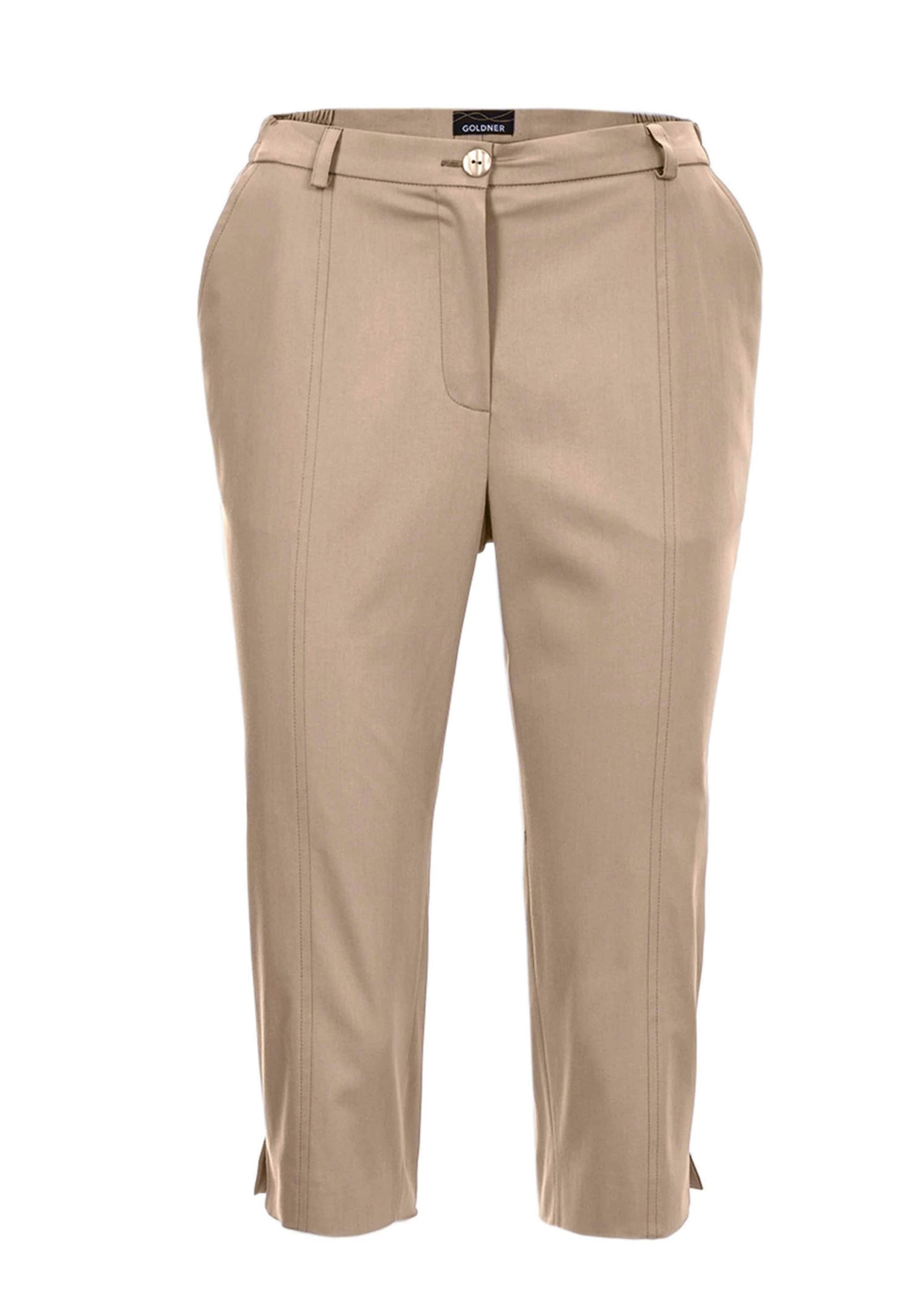 GOLDNER Caprihose "Kurzgröße Sportive Capri-Hose aus trageangenehmen Satin" Perfekt sitzende und anschmiegsame Pasform