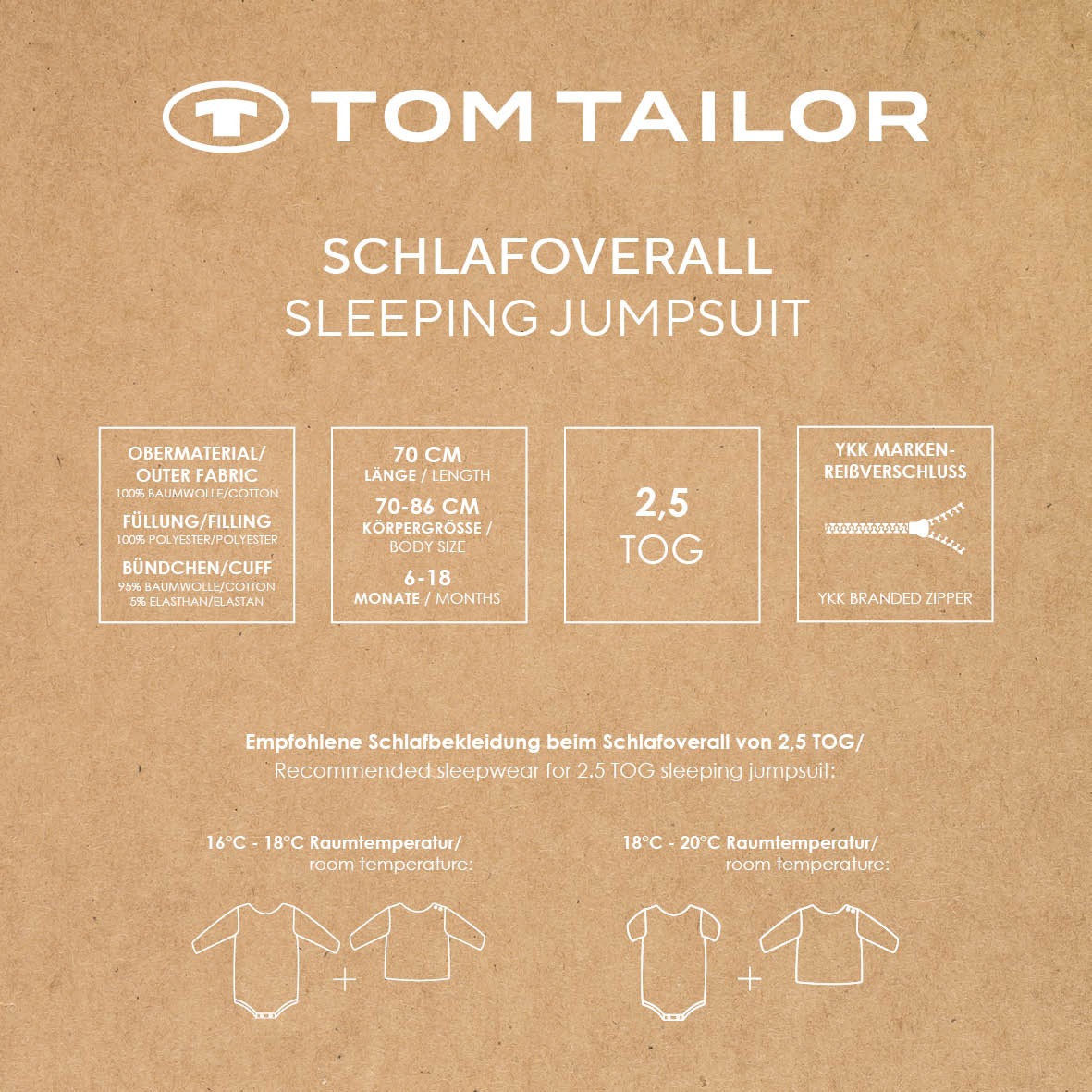 TOM TAILOR HOME Babyschlafsack »TT Baby-Schlafoverall Streifen in den Größen 70 & 90cm«