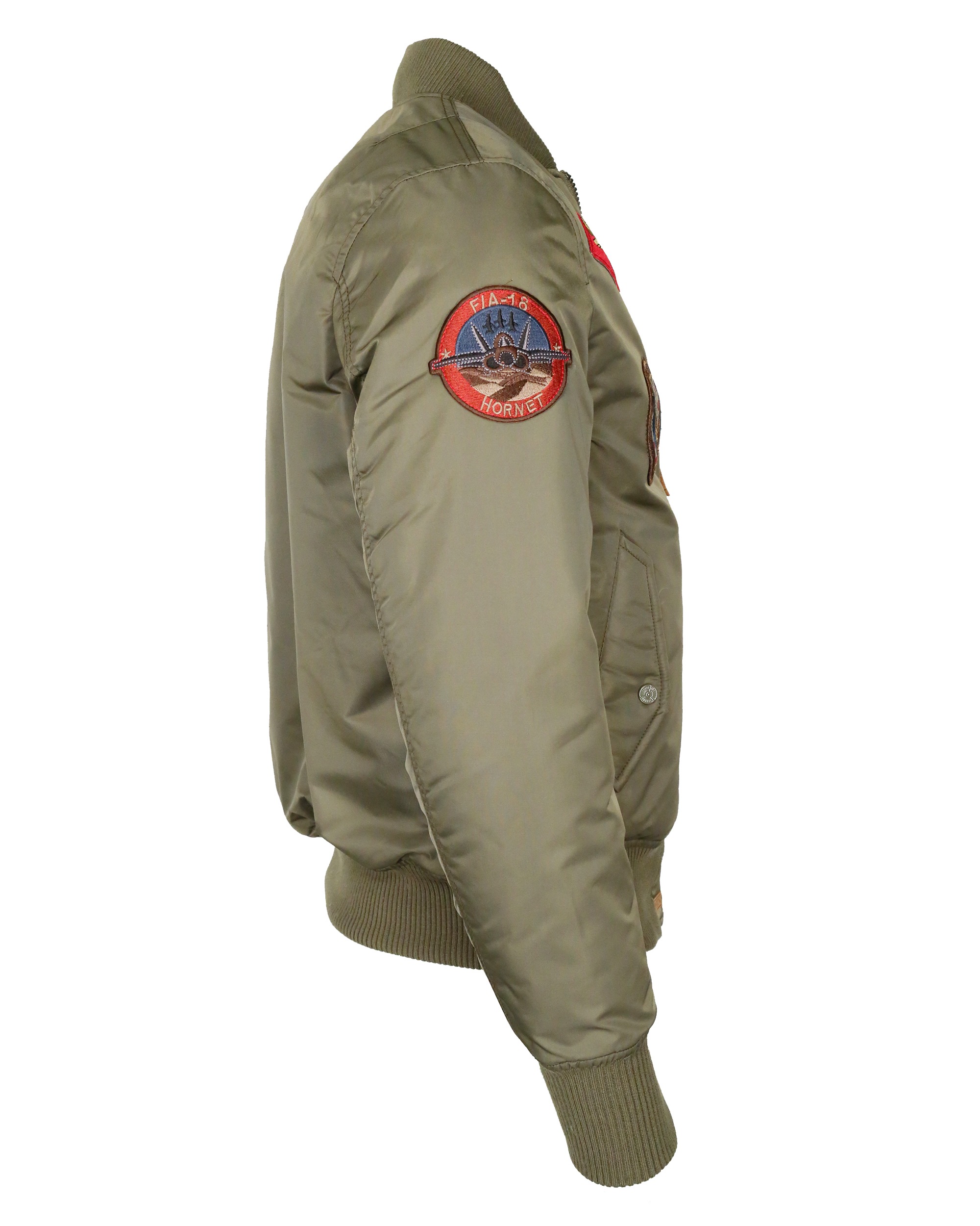 Bomberjacke TOP GUN "im Pilotenstil mit Patches TG20191053", Herren, Gr. 52L, grün (olive), Obermaterial: 100% Nylon; Innenfutter: 100% Polyester; Strick: 100% Polyester; Wattierung: 100% Polyester, Jacken Bomberjacke 3