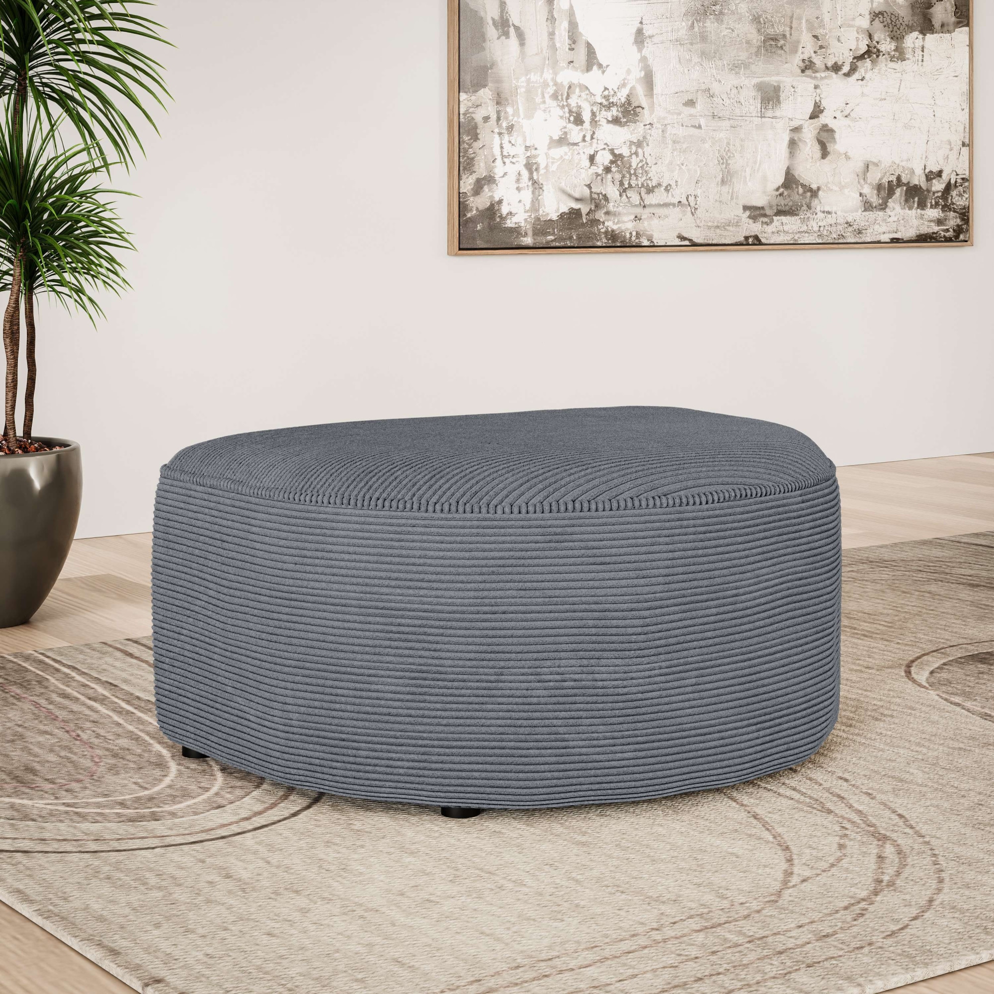 OTTO home Polsterhocker "ADELLA passed zur Serie, Maße B/T/H: 92/69/43 cm" Hocker mit Wellenunterfederung, runde Form, auch in Cord