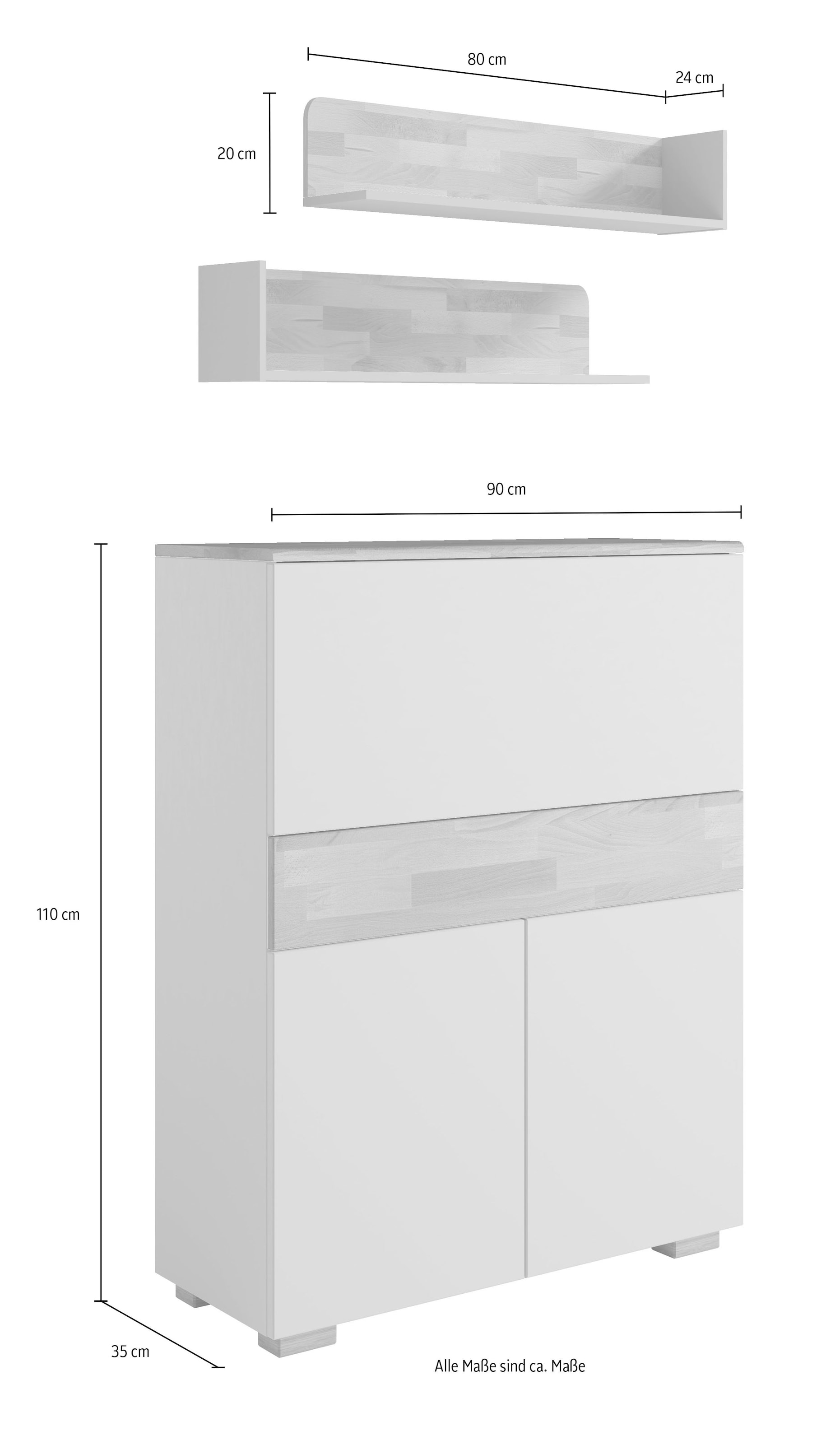 Home affaire Büromöbel-Set, (Set, 3 tlg., Set: Sekretär, 2 Wandregale), Multifuktional mit Stauraum