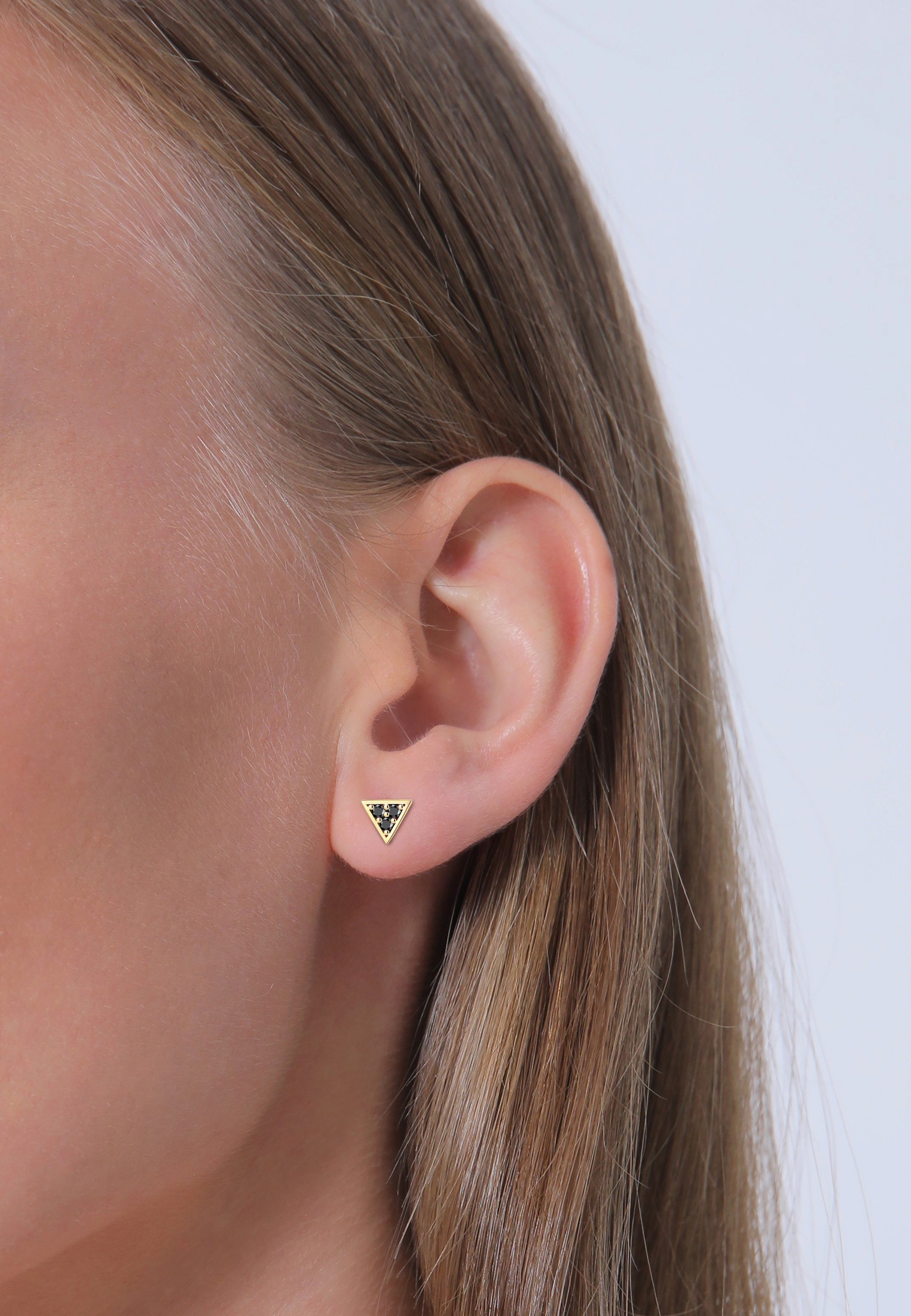 Elli DIAMONDS Paar Ohrstecker »Ohrstecker Dreieck Diamant Schwarz (0.09 ct) 375 Gelbgold«