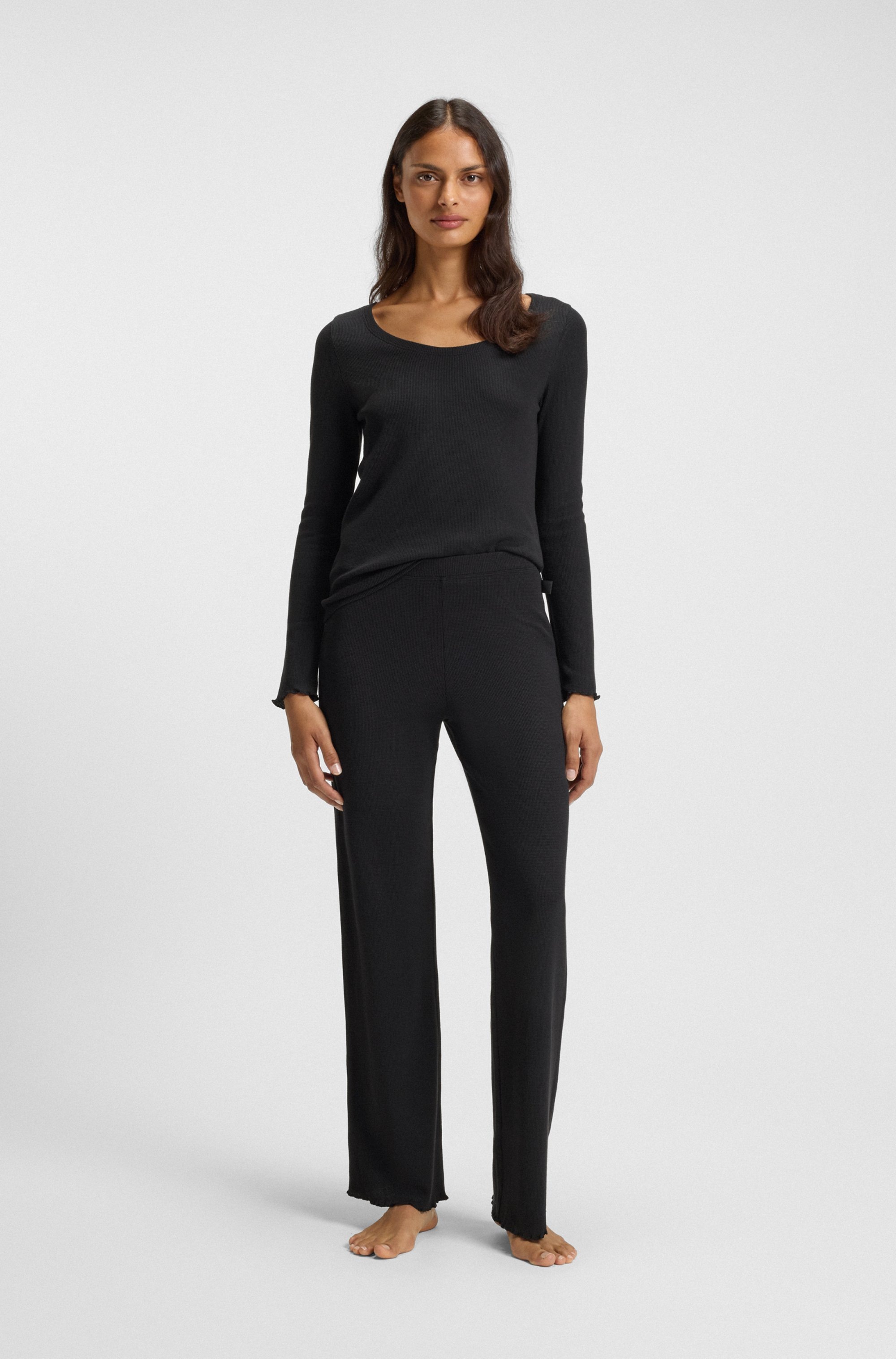 Thumbnail - BOSS Pyjamahose "Cosy Waffle" aus Baumwoll-Mix mit Waffelstruktur